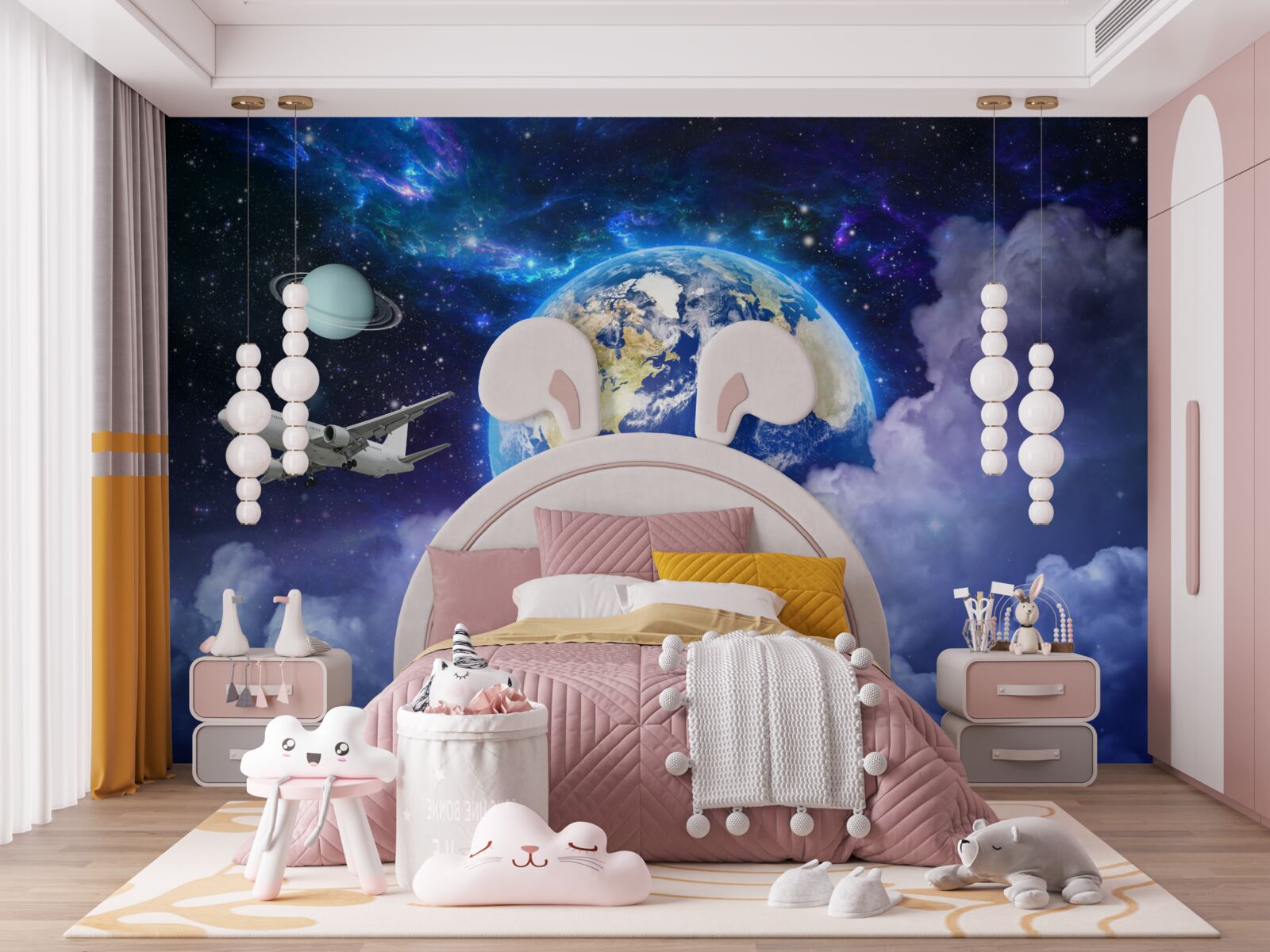 Papier peint avion et astronaute dans l'espace