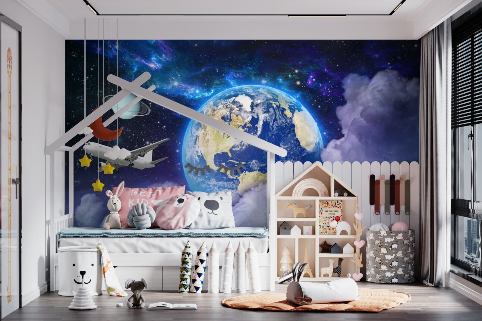 Papier peint avion et astronaute dans l'espace