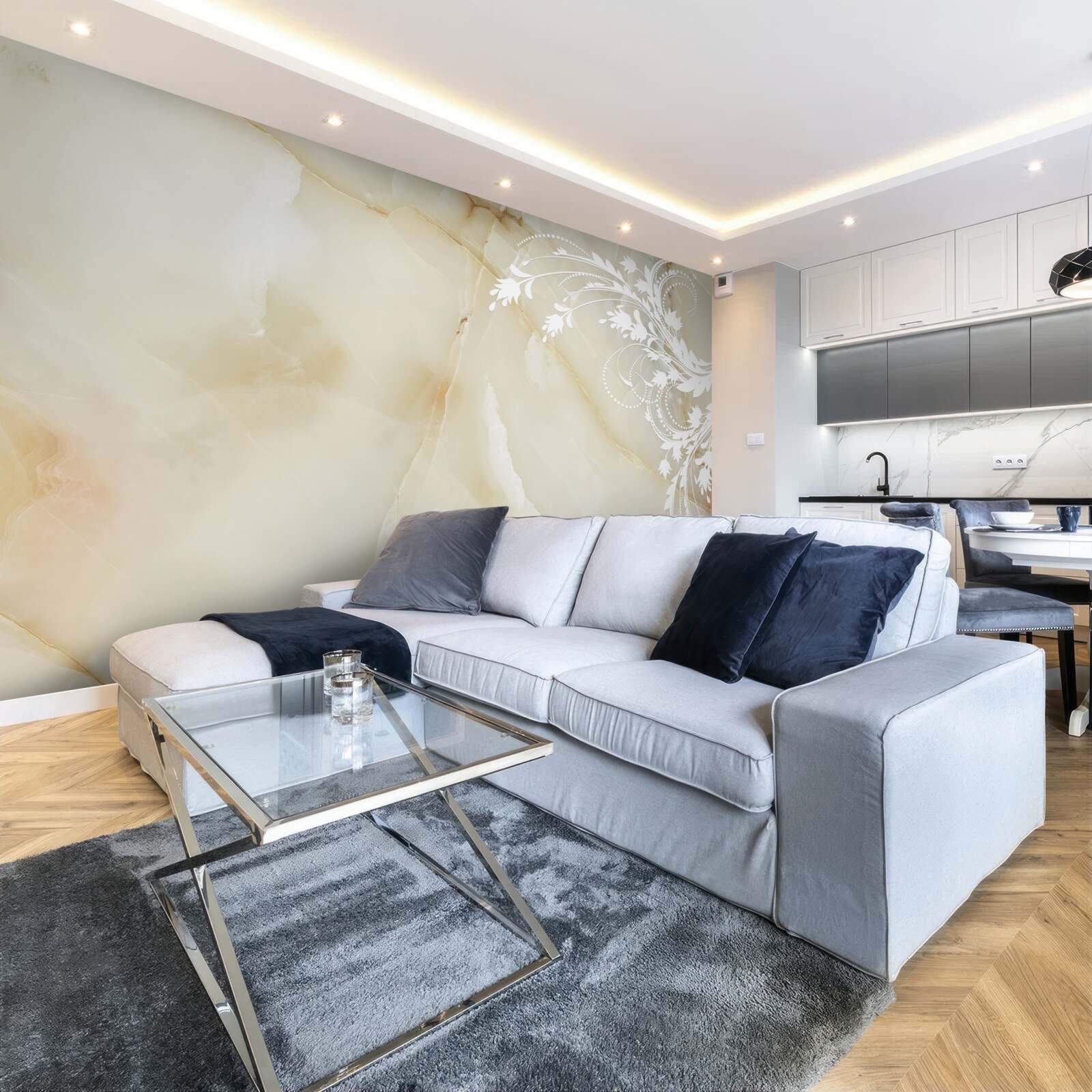 Papier peint fond clair avec des roses de couleur crème