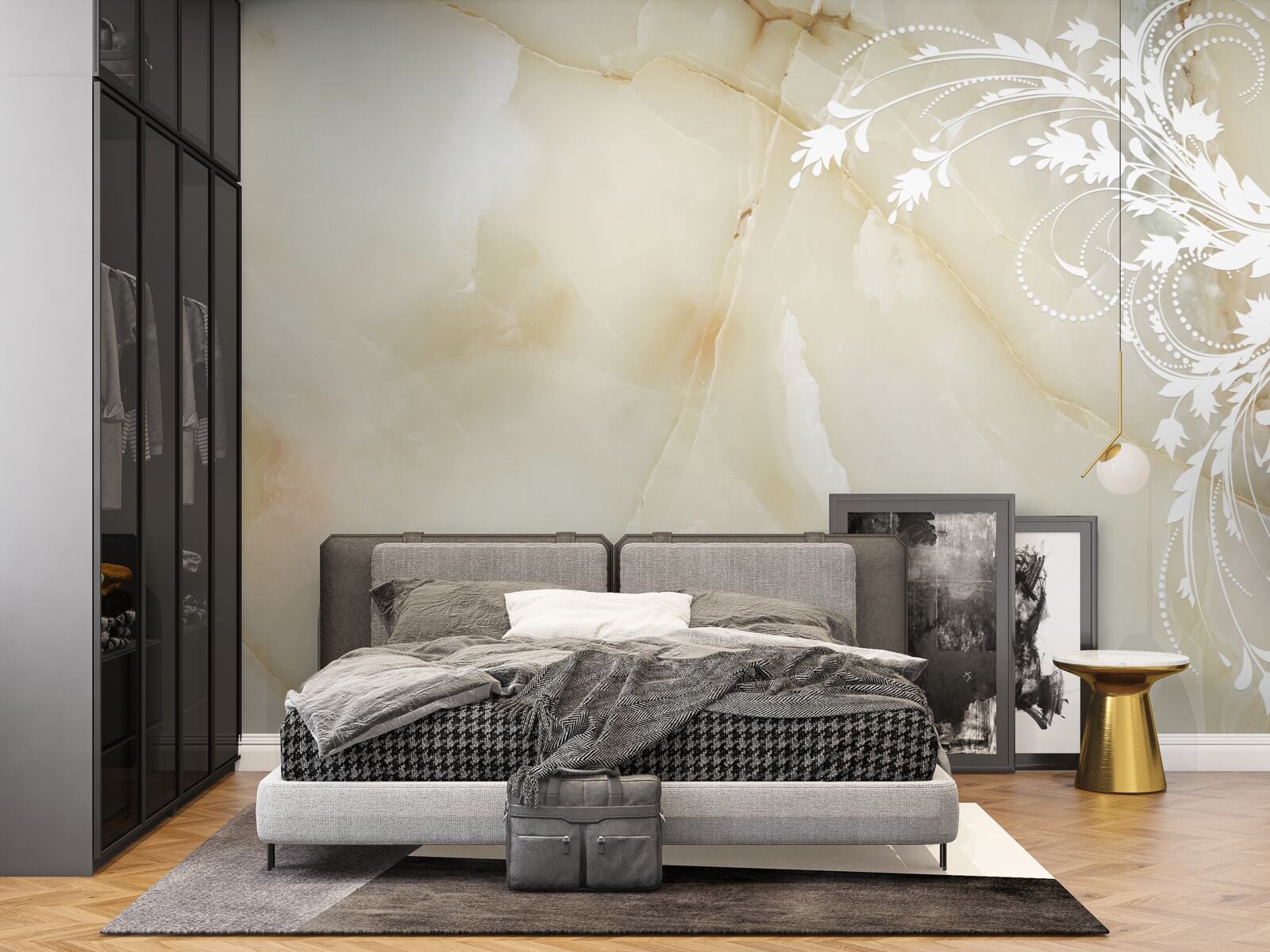 Papier peint fond clair avec des roses de couleur crème