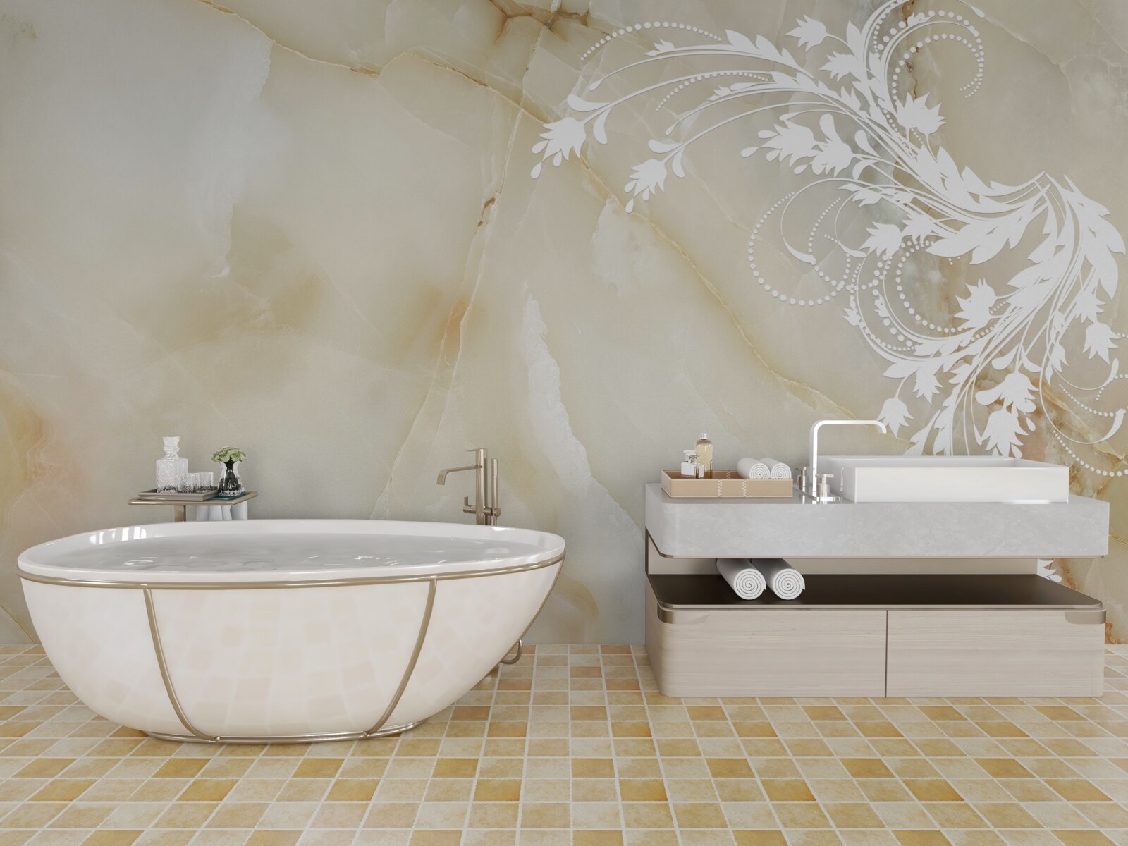 Papier peint fond clair avec des roses de couleur crème