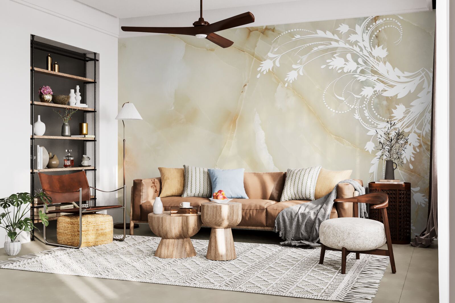 Papier peint fond clair avec des roses de couleur crème