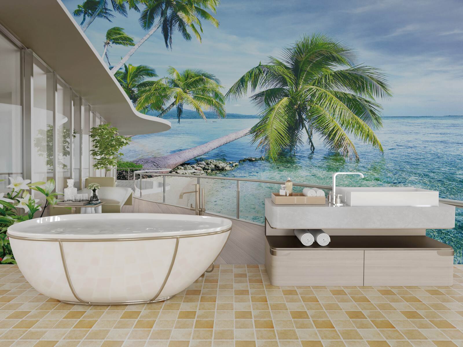 Papier peint maison près de la côte