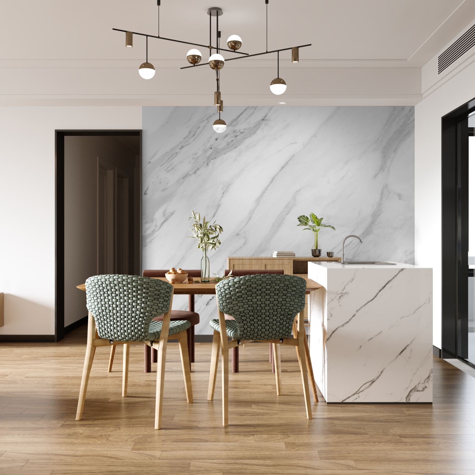 Papier peint marbre gris blanc