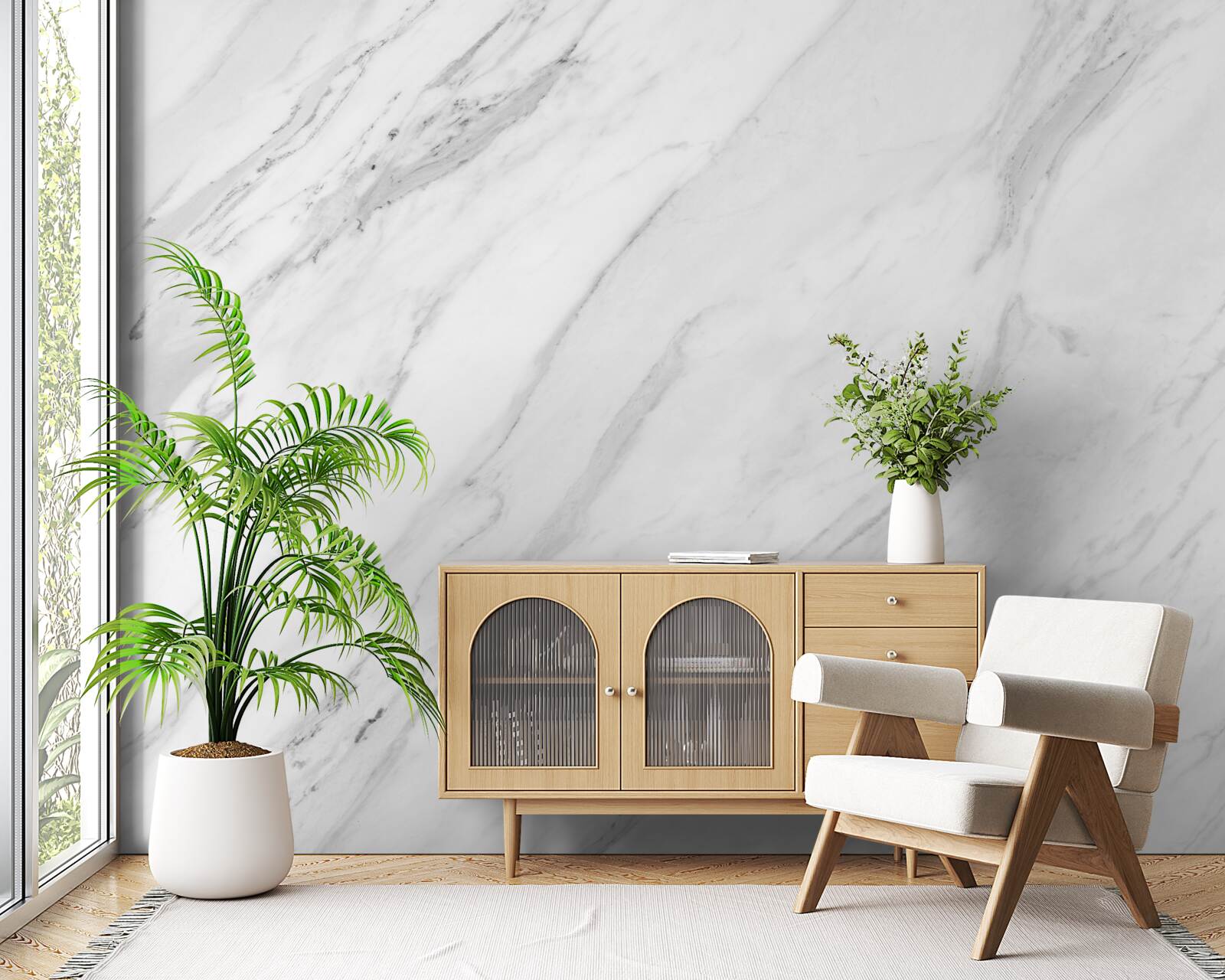 Papier peint marbre gris blanc