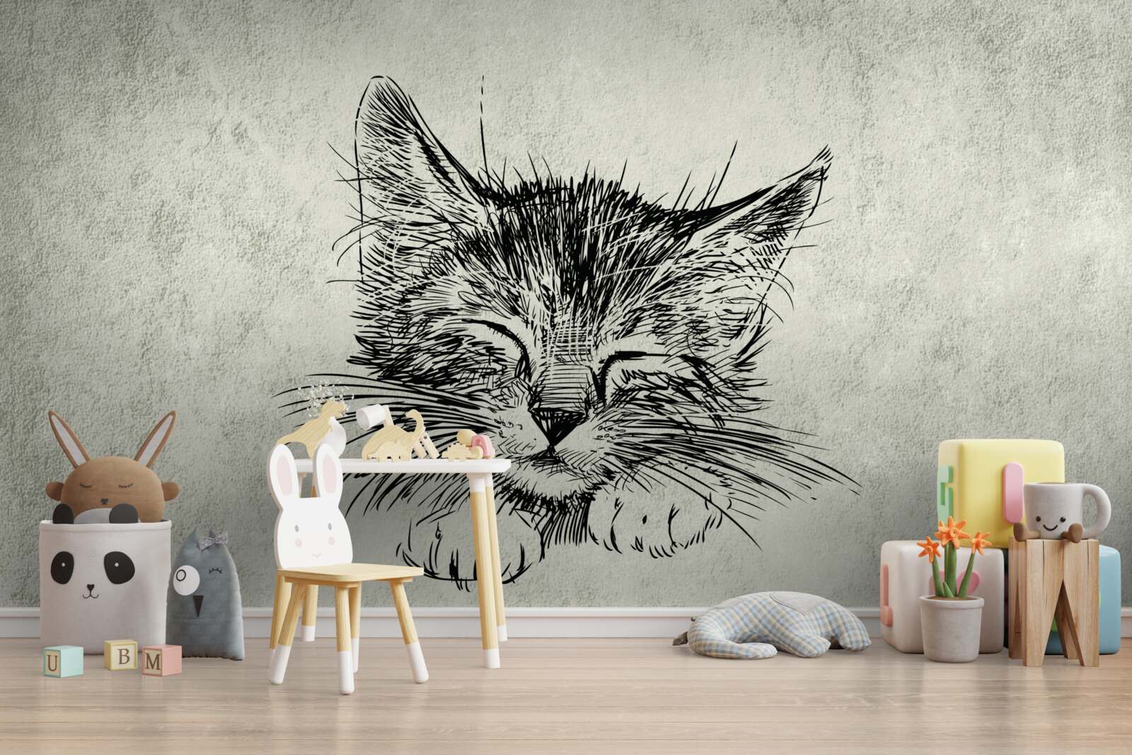 Papier peint la photo montre un chat avec les yeux fermés