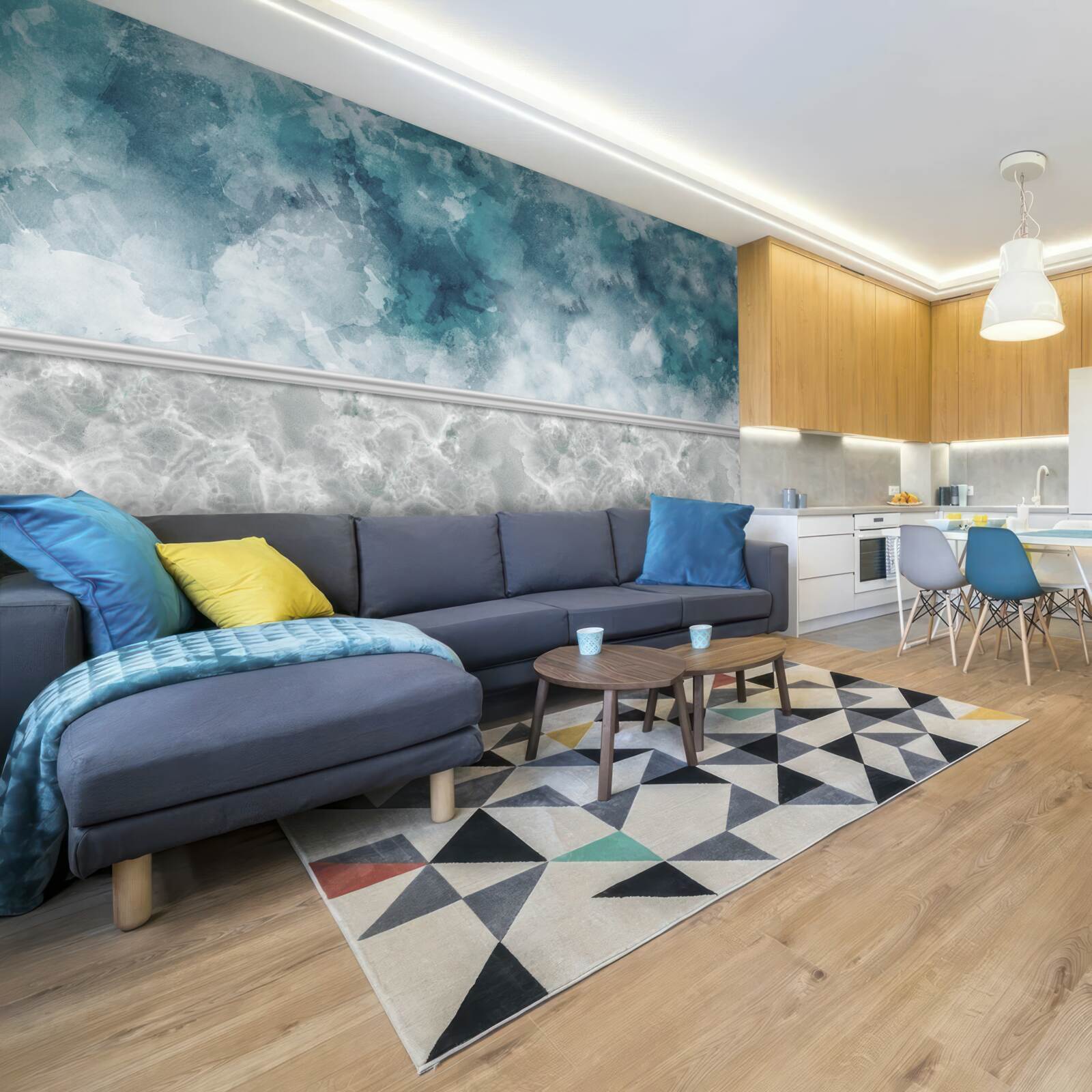 Papier peint fond bleu avec flou