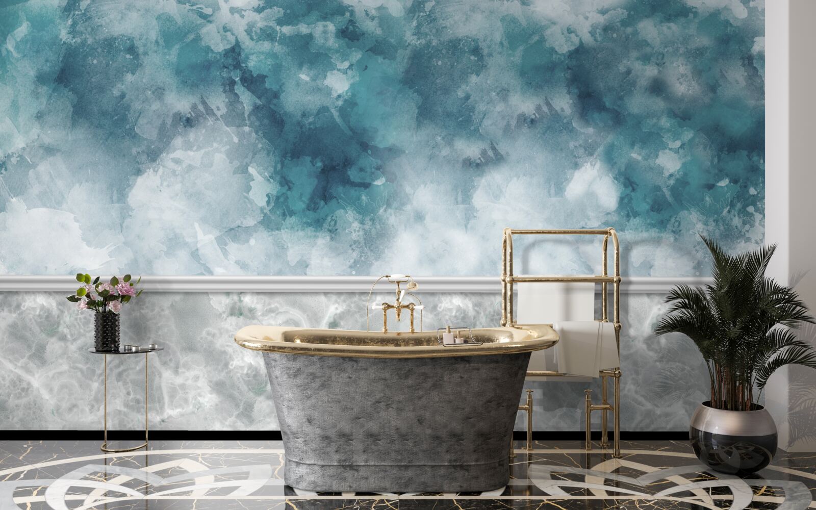 Papier peint fond bleu avec flou