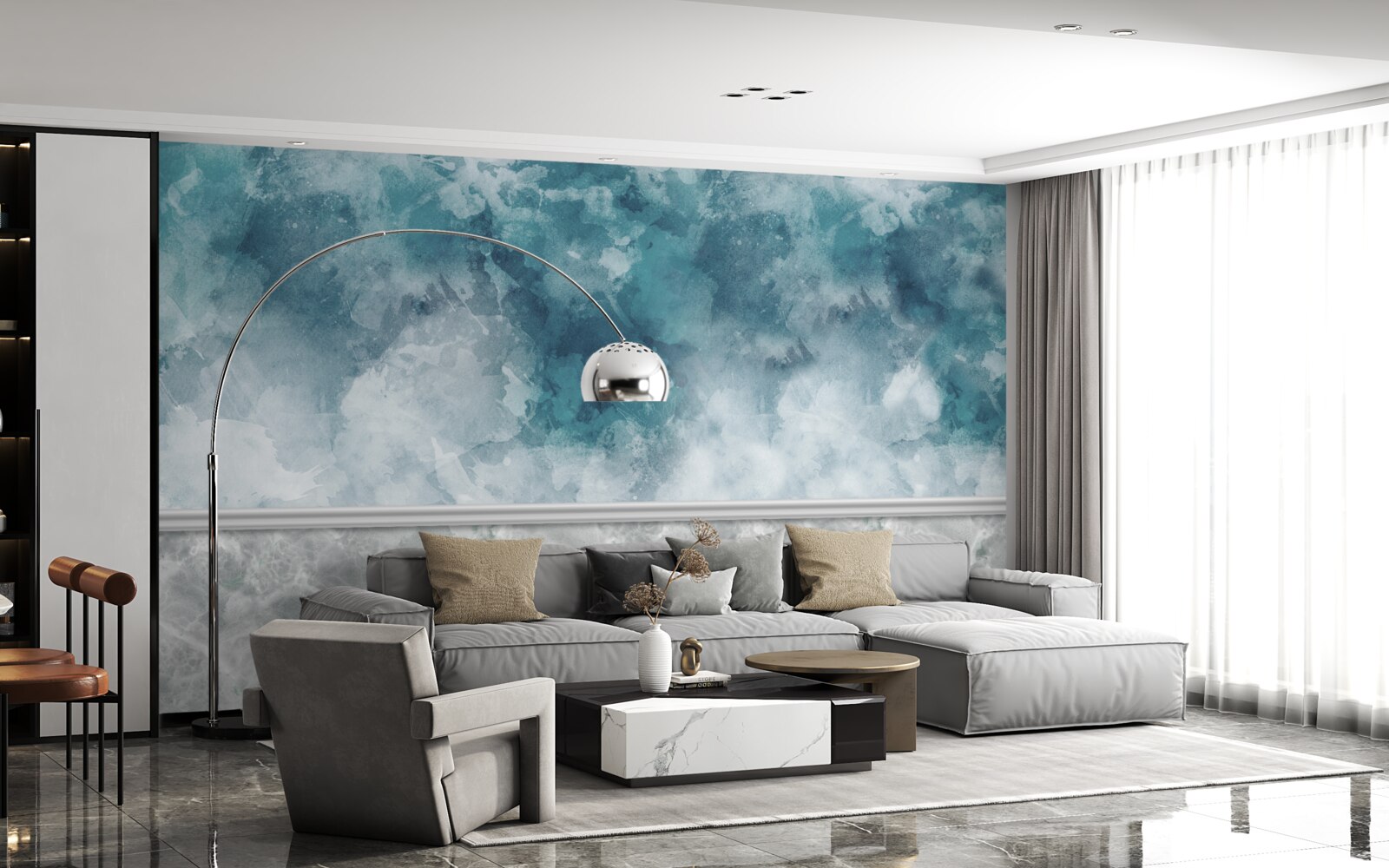 Papier peint fond bleu avec flou