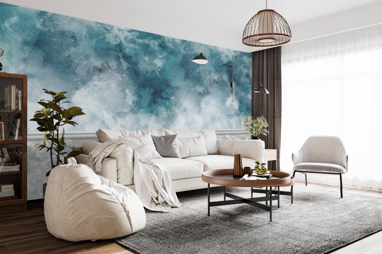 Papier peint fond bleu avec flou