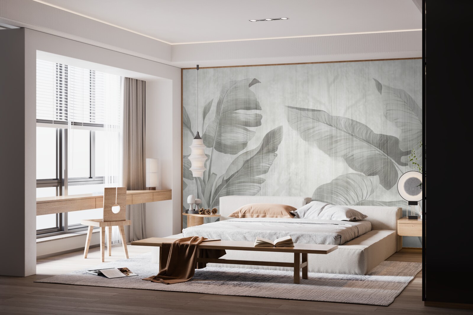 Papier peint feuilles de palmier tropicales