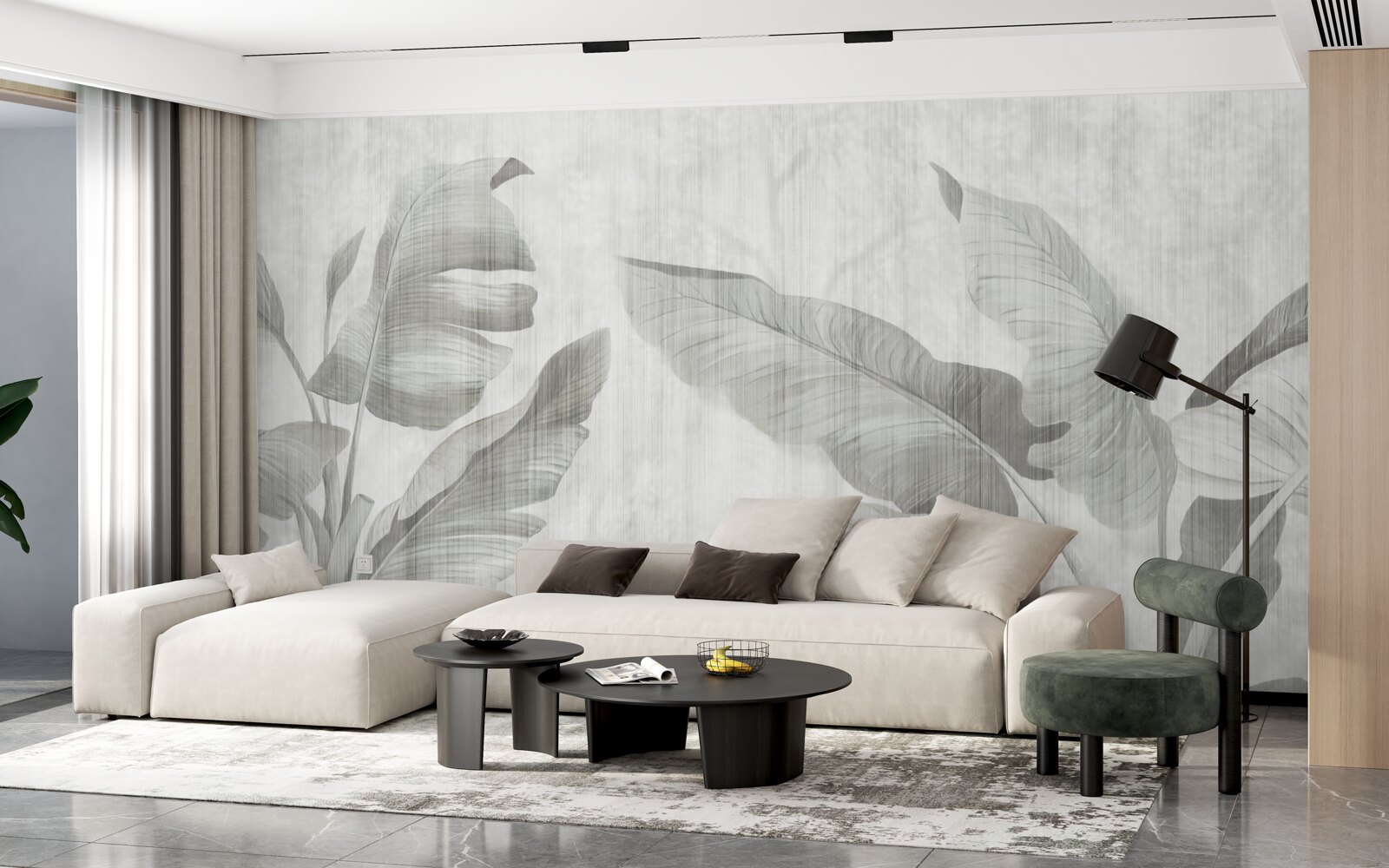 Papier peint feuilles de palmier tropicales