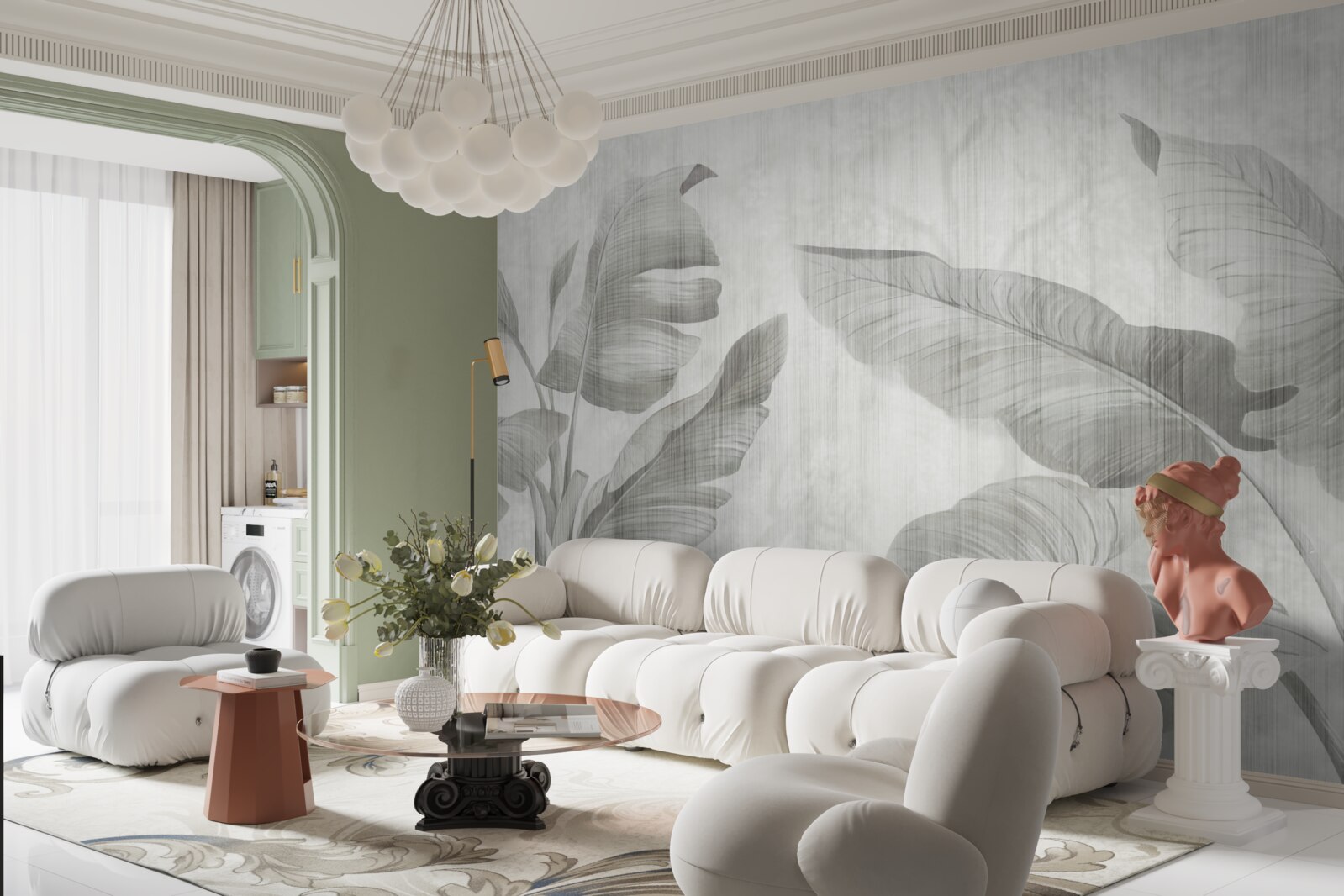 Papier peint feuilles de palmier tropicales