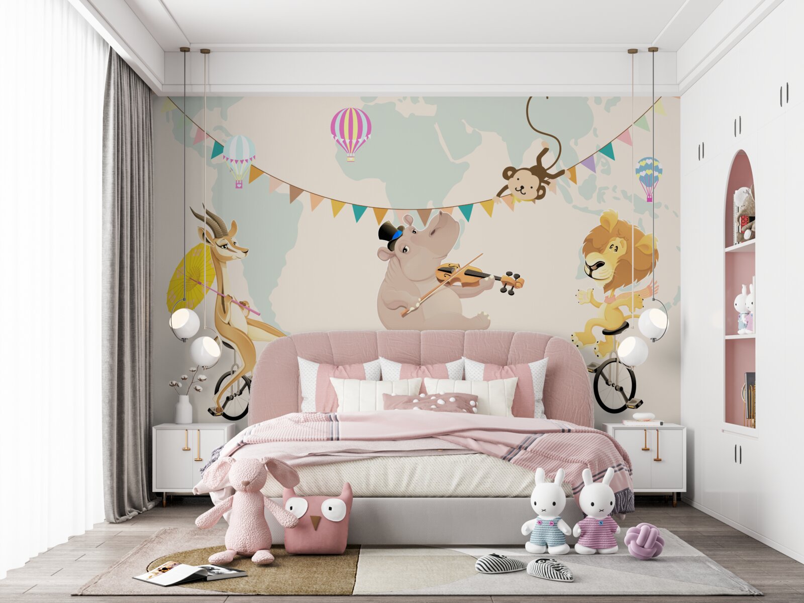 Papier peint les animaux se déplacent en monocycles