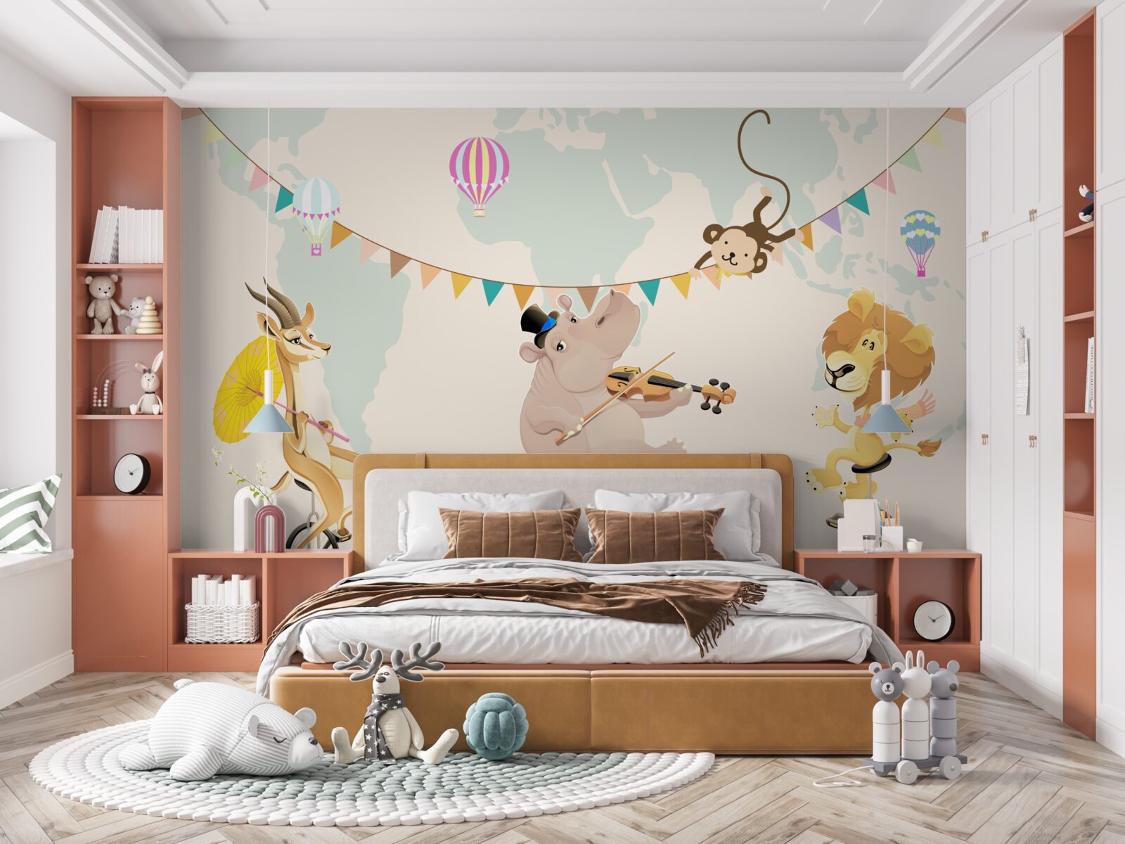 Papier peint les animaux se déplacent en monocycles