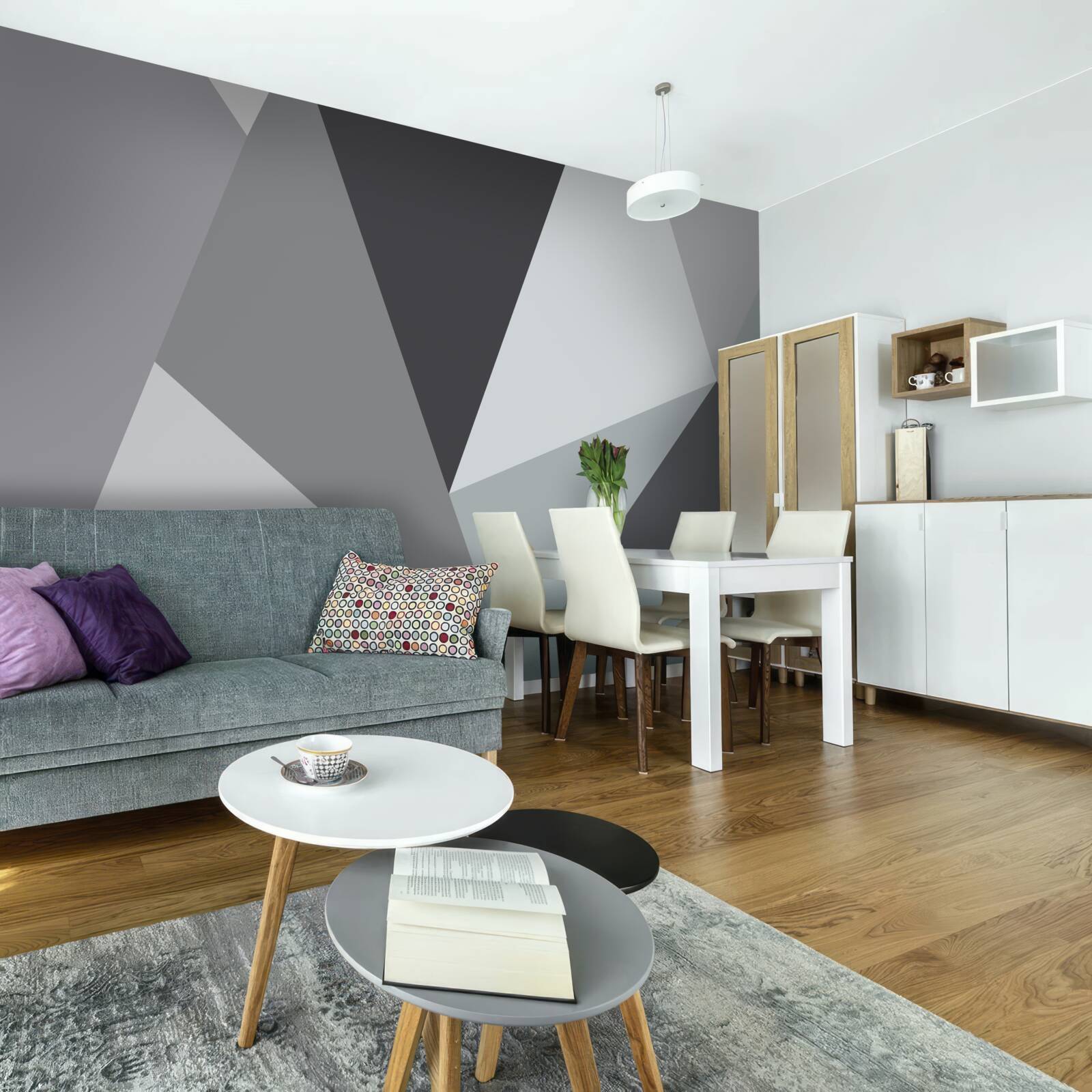 Papier peint abstraction géométrique grise