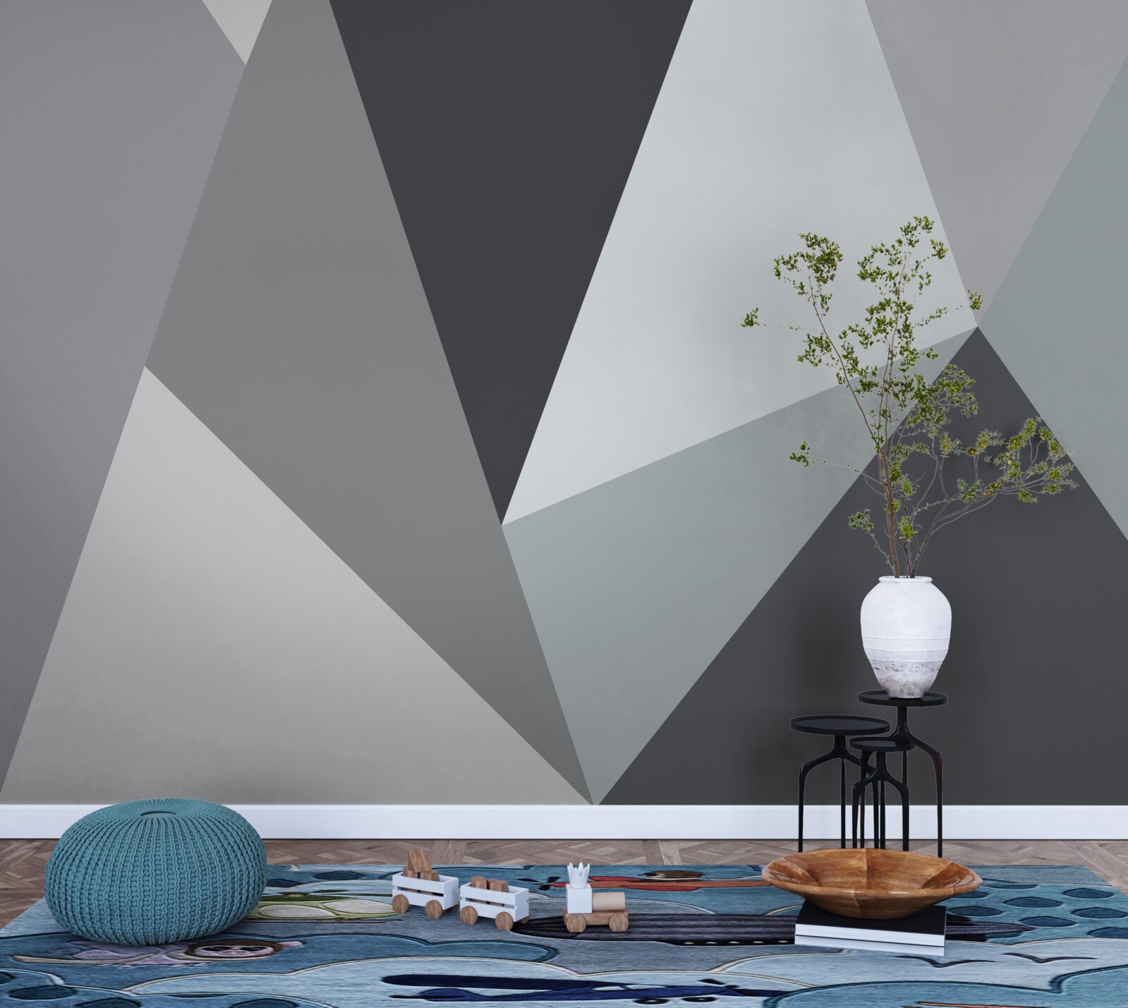 Papier peint abstraction géométrique grise