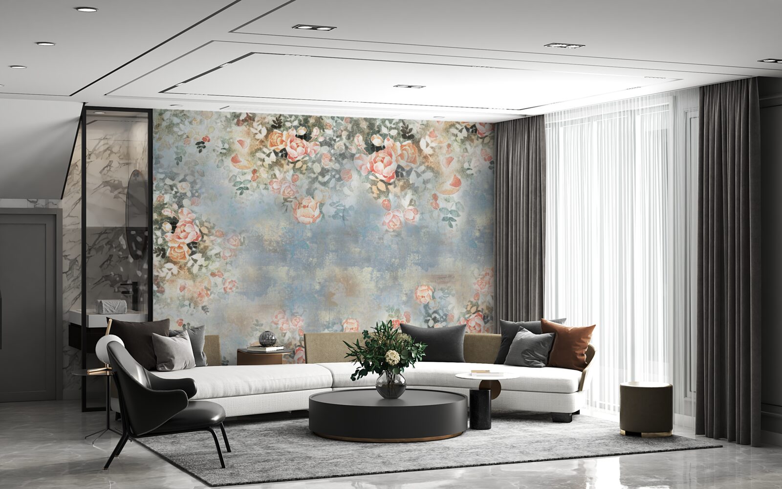 Papier peint fond floral pour la literie