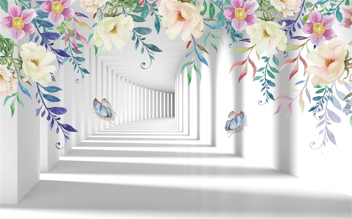 Papier peint plantes le long du long corridor