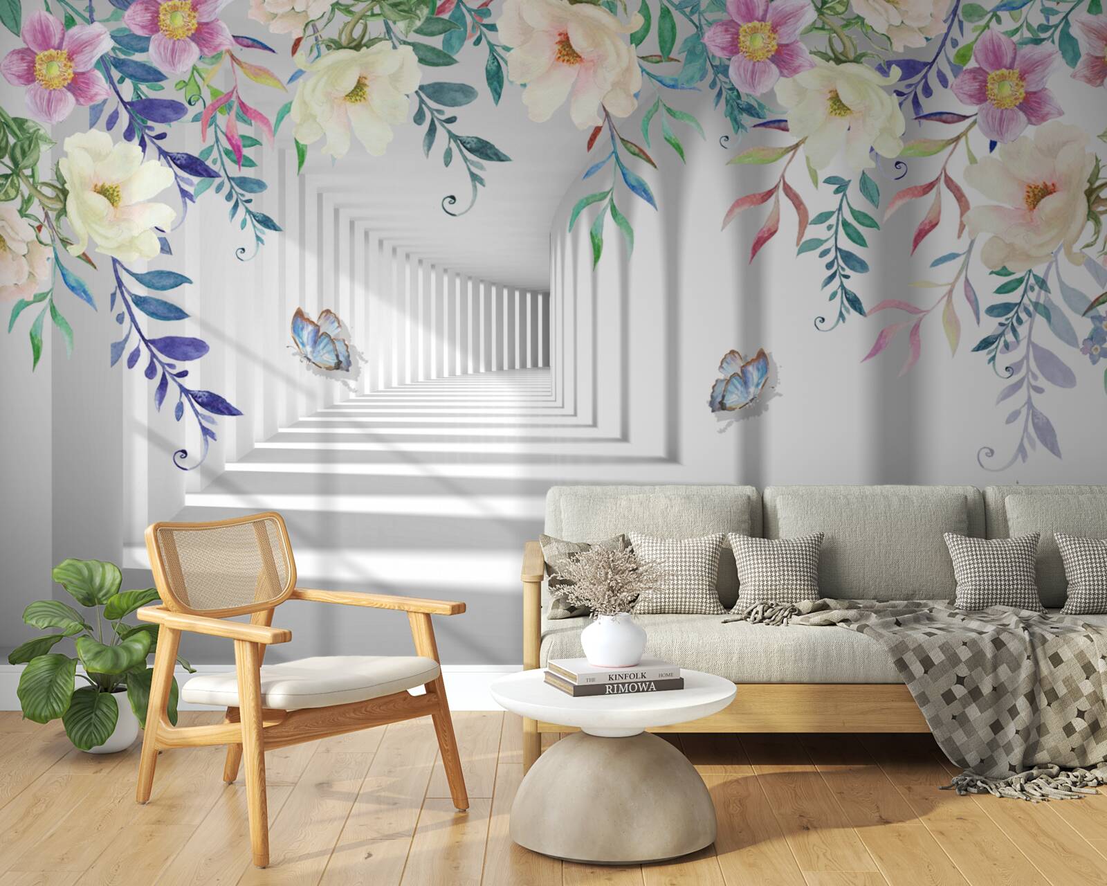 Papier peint plantes le long du long corridor