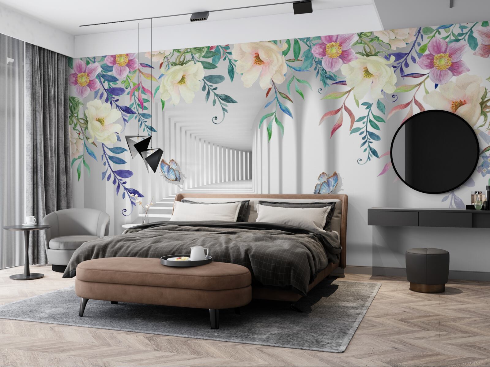 Papier peint plantes le long du long corridor