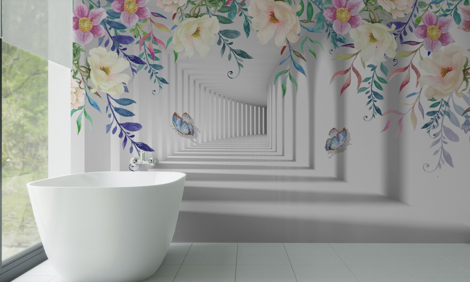 Papier peint plantes le long du long corridor