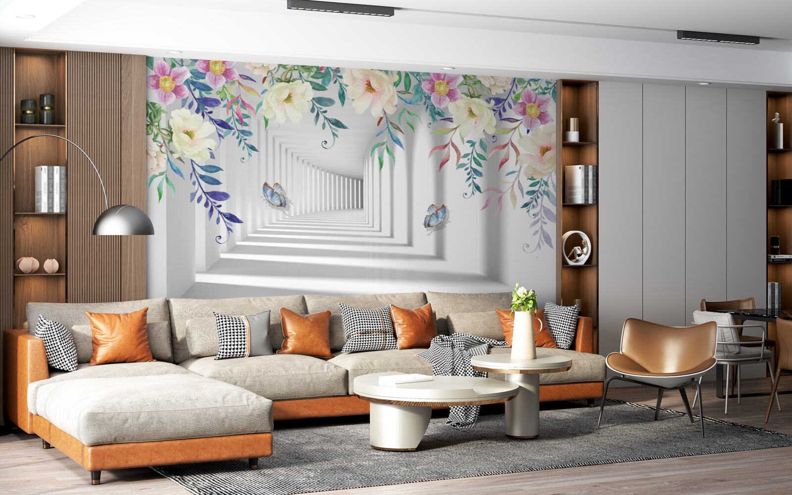 Papier peint plantes le long du long corridor