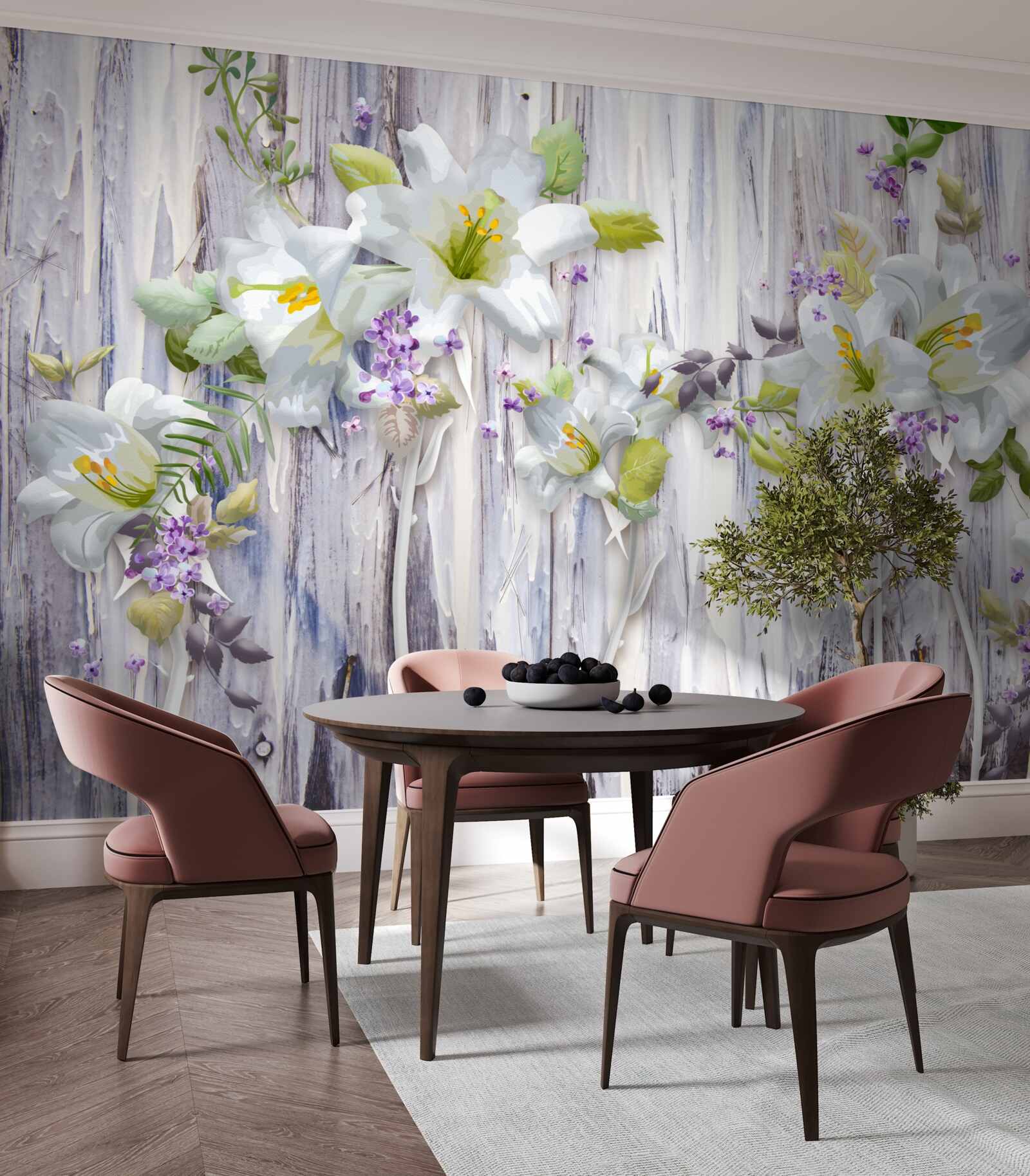 Papier peint les lys blancs se distinguent de toutes sortes de fleurs