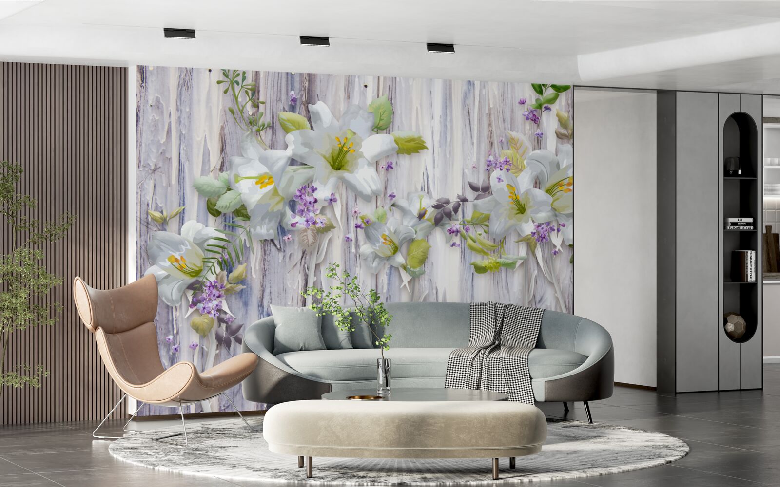 Papier peint les lys blancs se distinguent de toutes sortes de fleurs