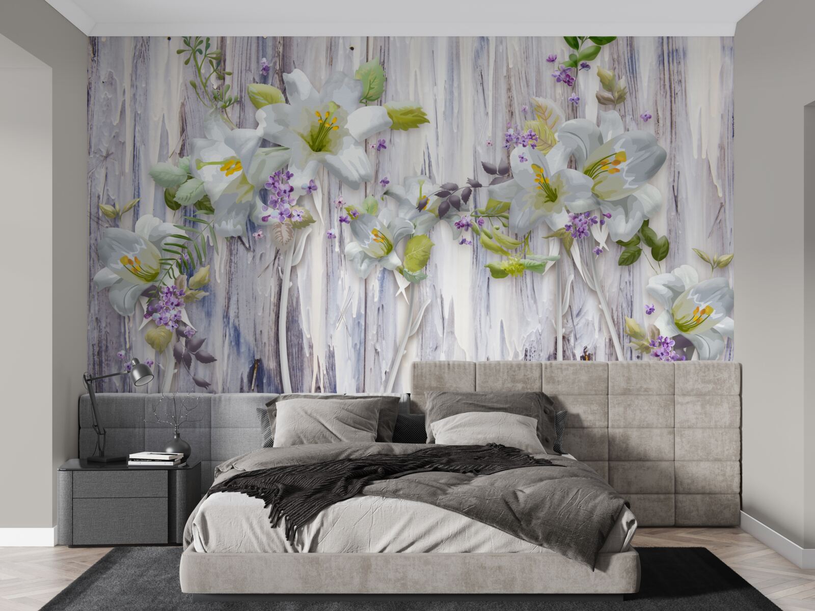 Papier peint les lys blancs se distinguent de toutes sortes de fleurs