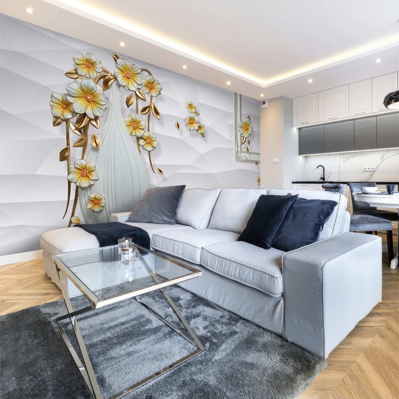 Papier peint vase haut et lumineux avec des fleurs