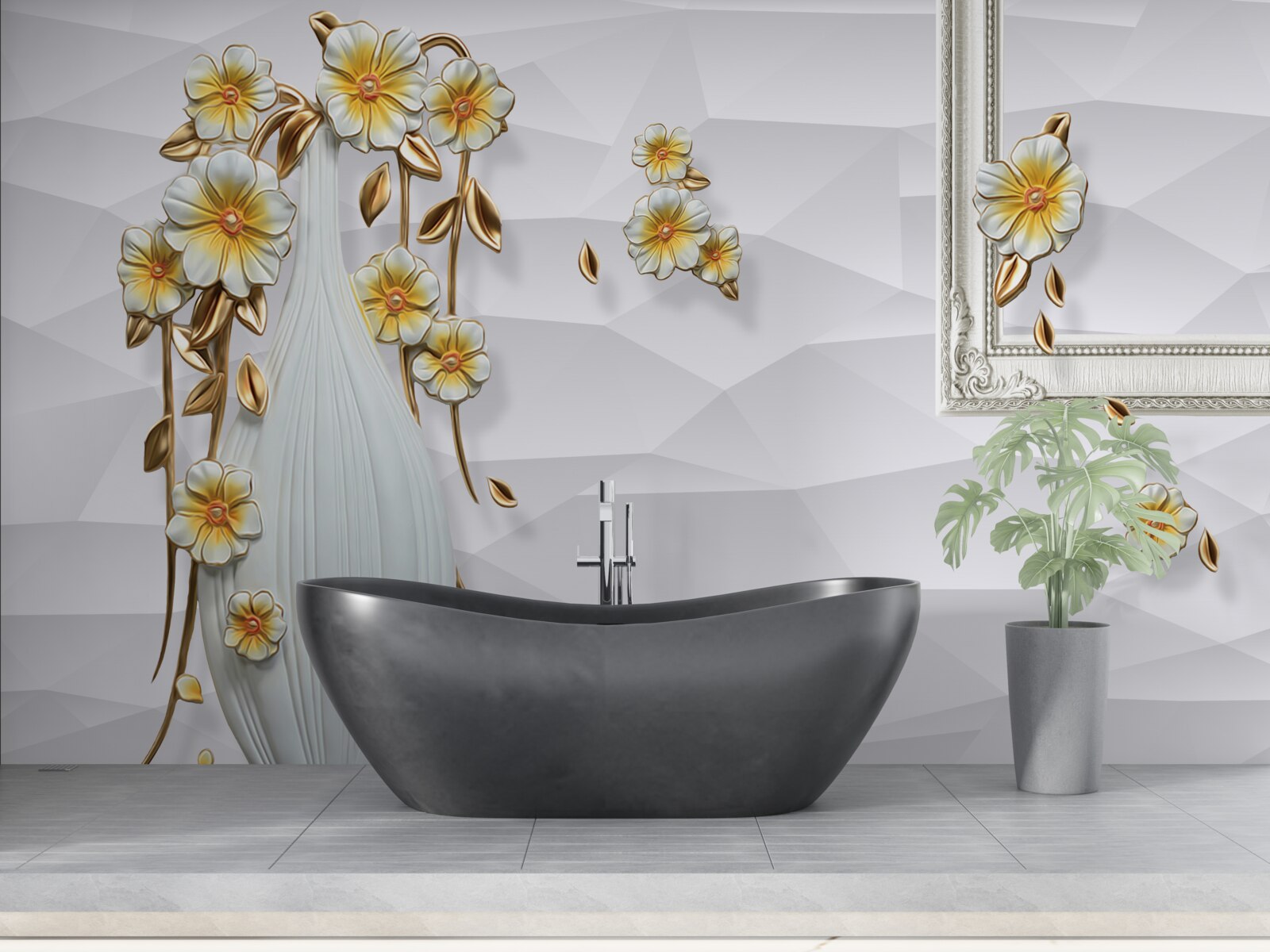 Papier peint vase haut et lumineux avec des fleurs