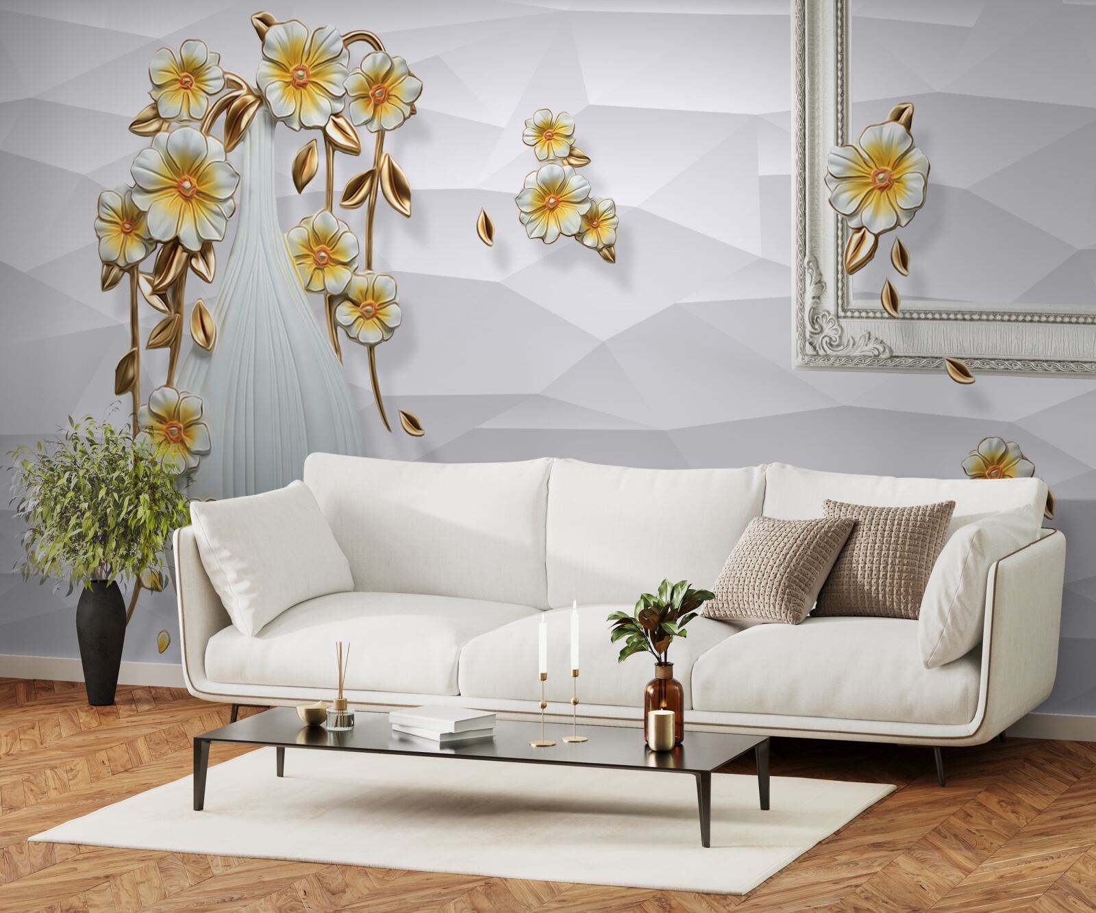 Papier peint vase haut et lumineux avec des fleurs