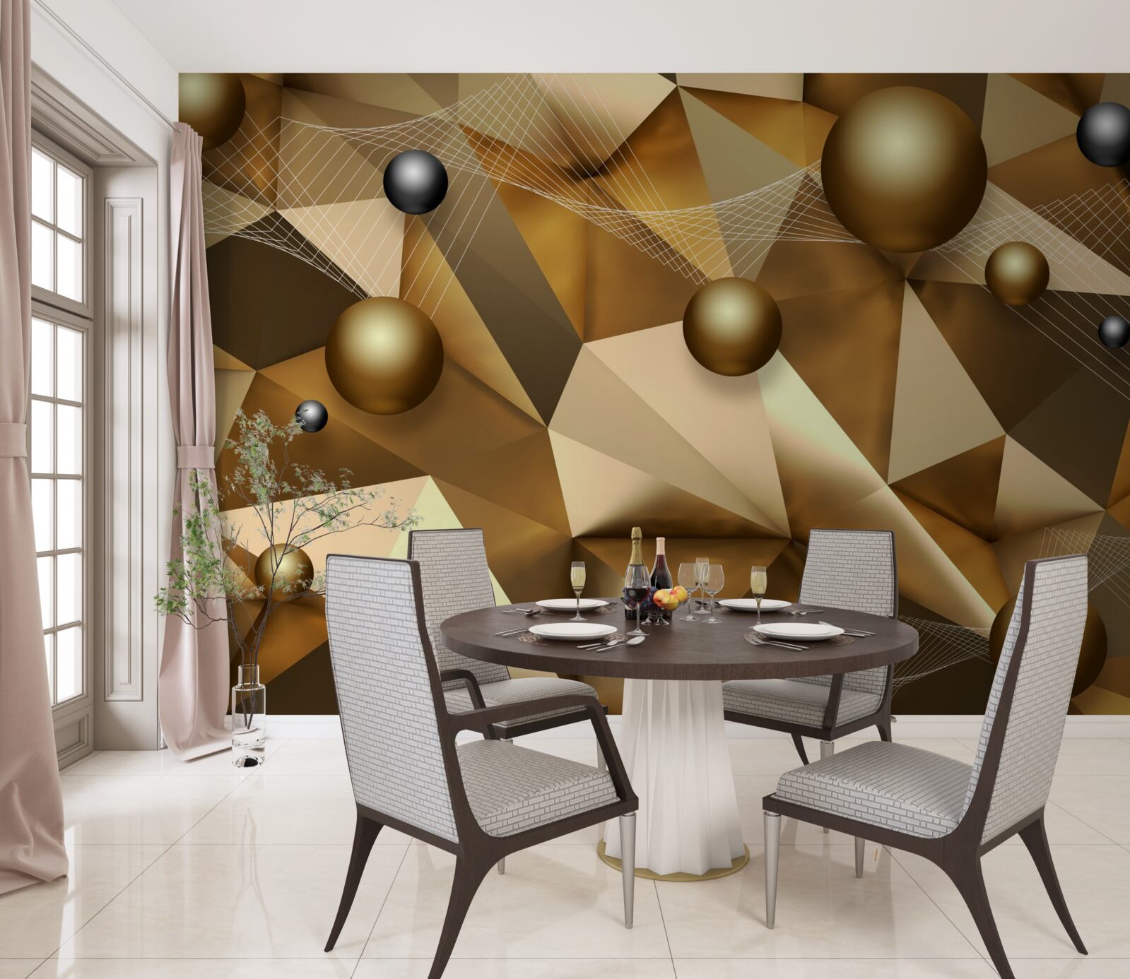 Papier peint sphères et formes géométriques