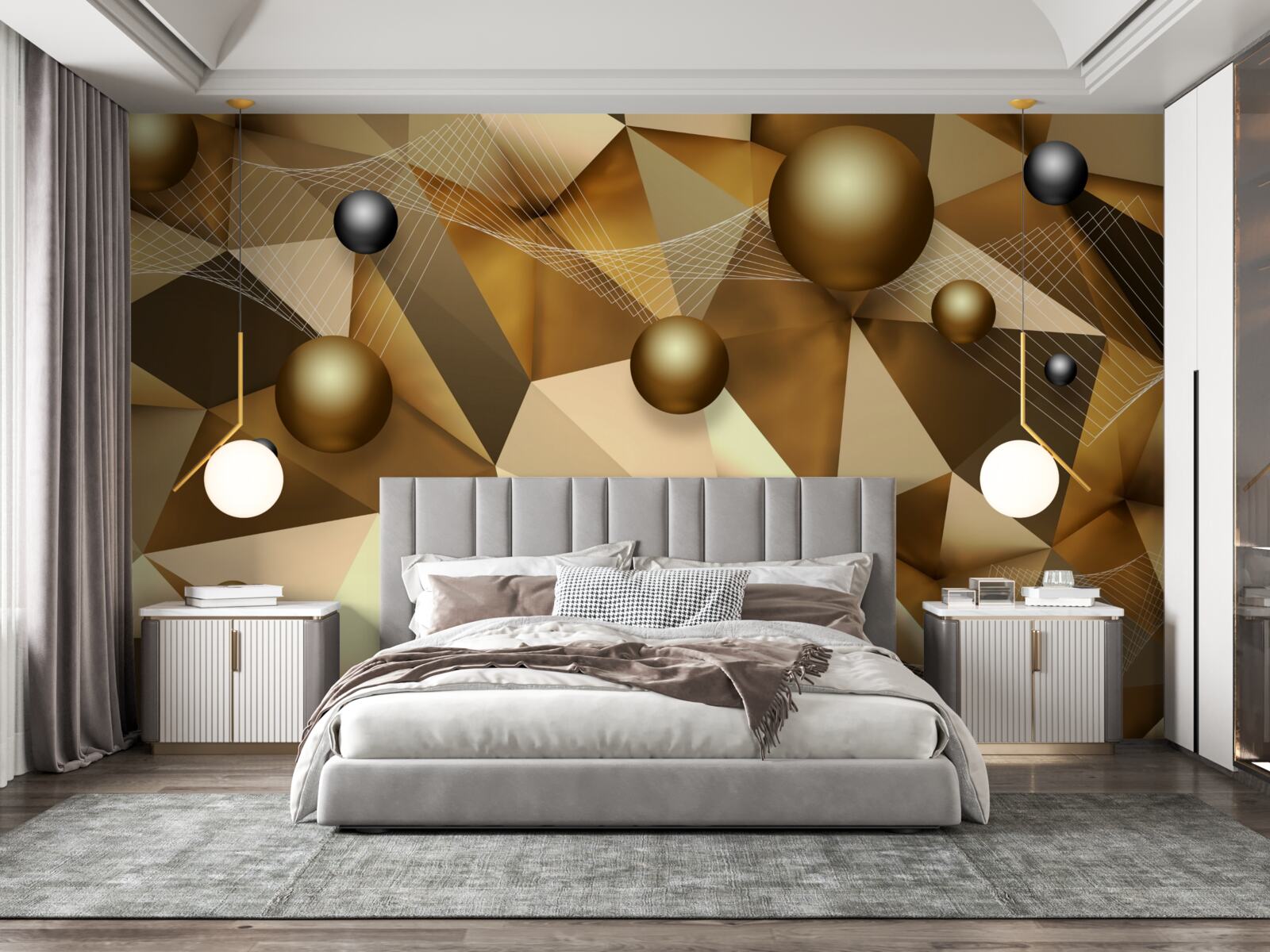 Papier peint sphères et formes géométriques
