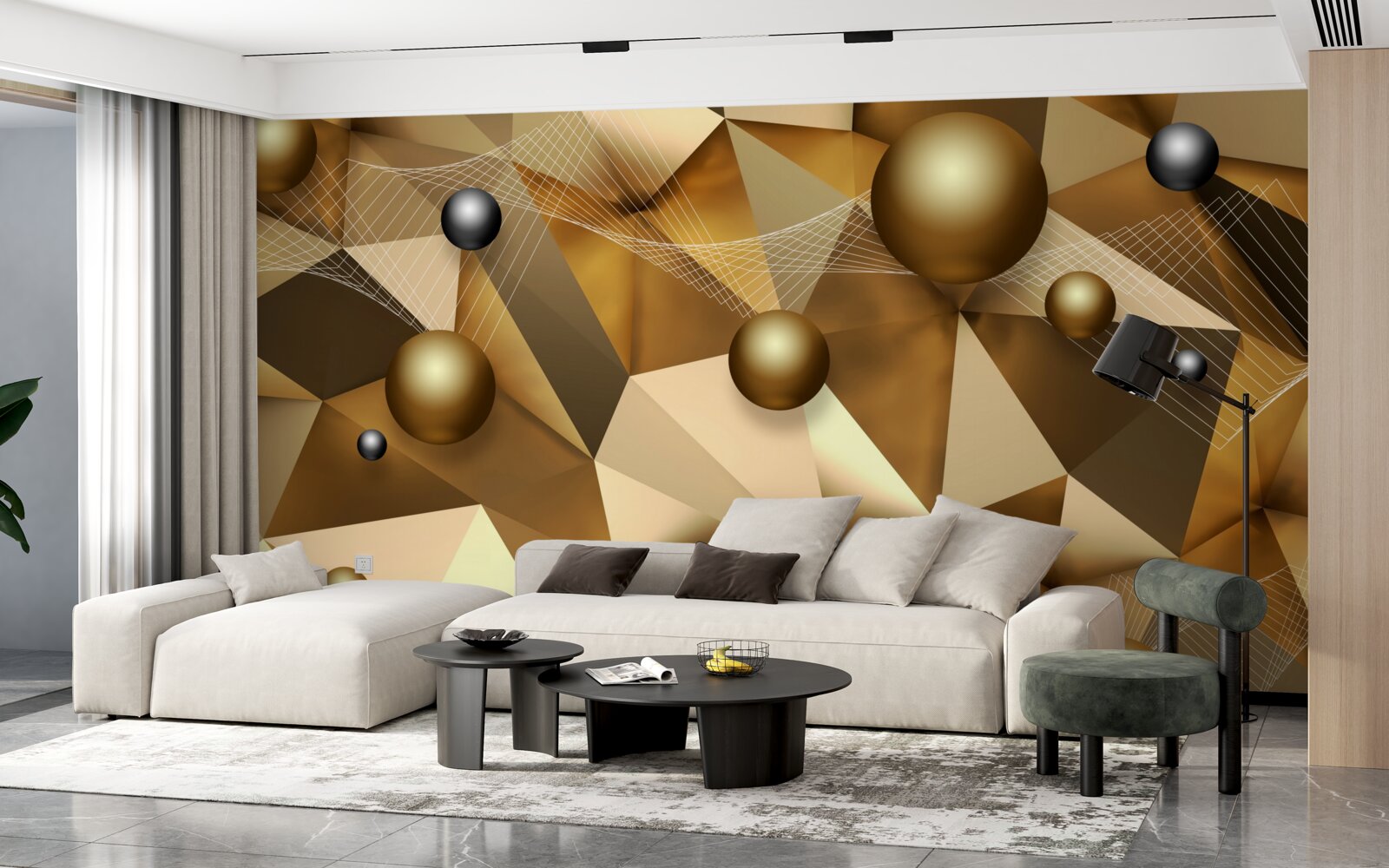 Papier peint sphères et formes géométriques