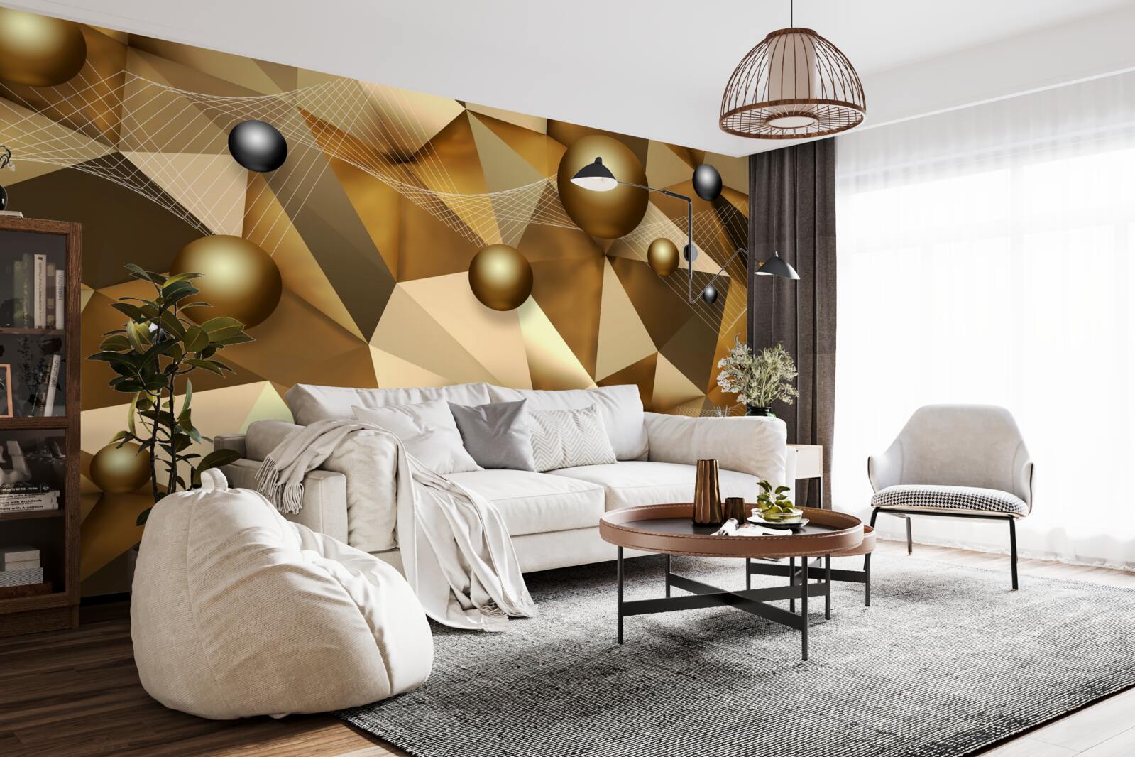 Papier peint sphères et formes géométriques