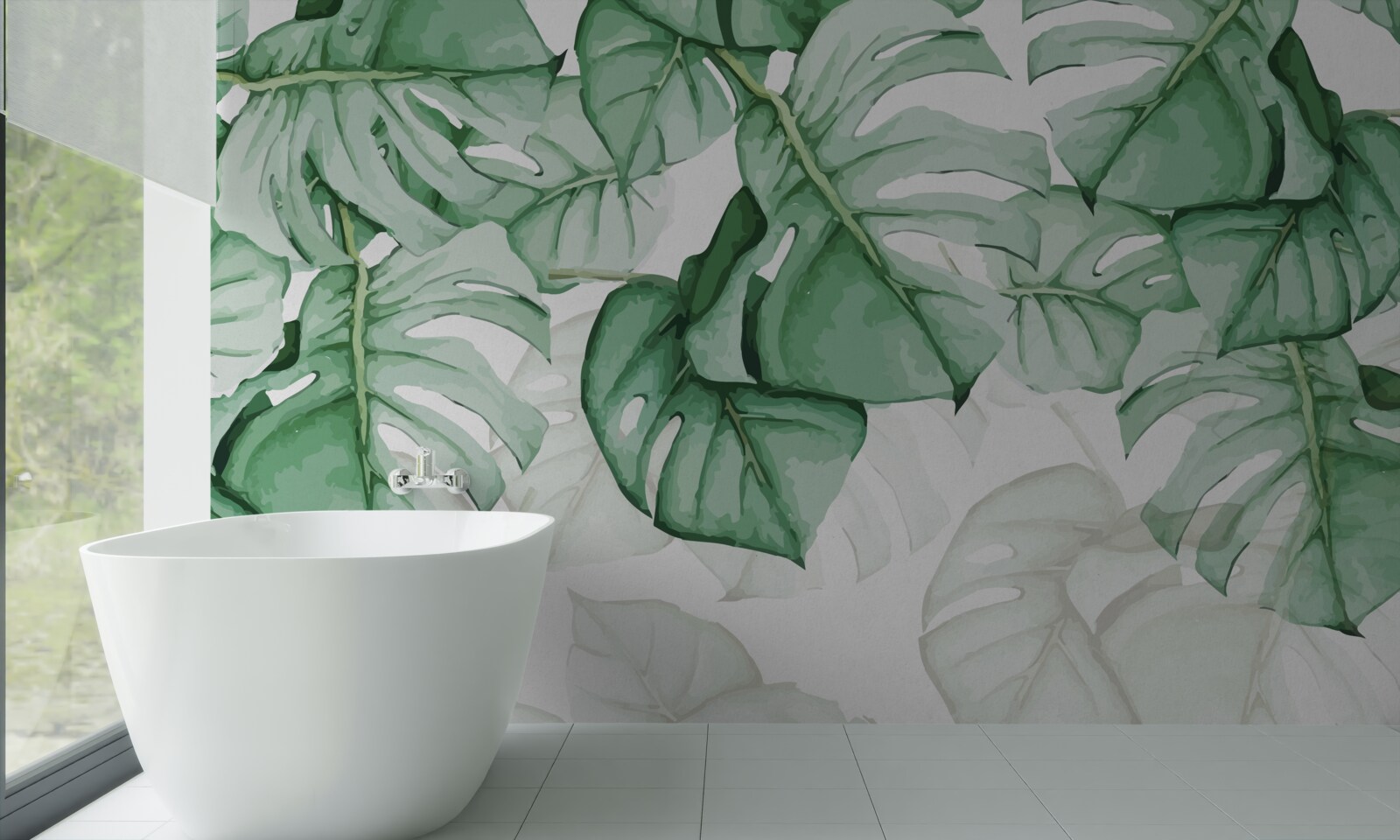 Papier peint grandes feuilles d'émeraude