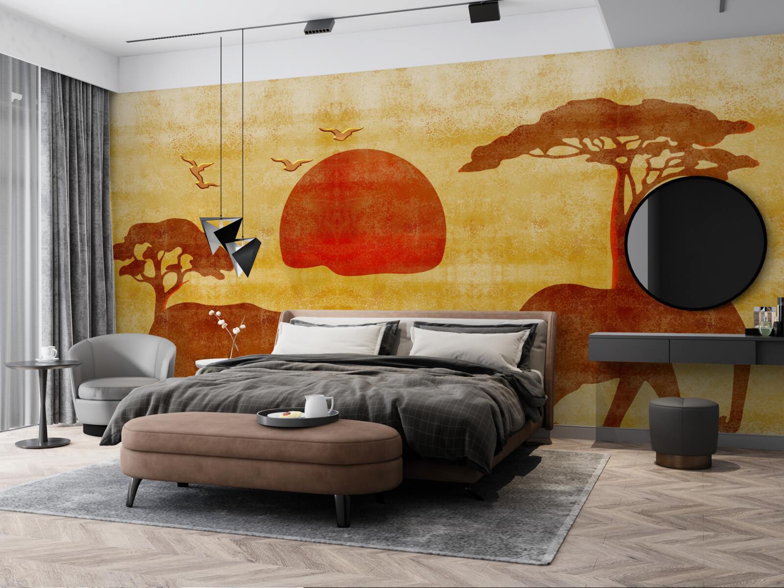 Papier peint la famille des éléphants d'afrique