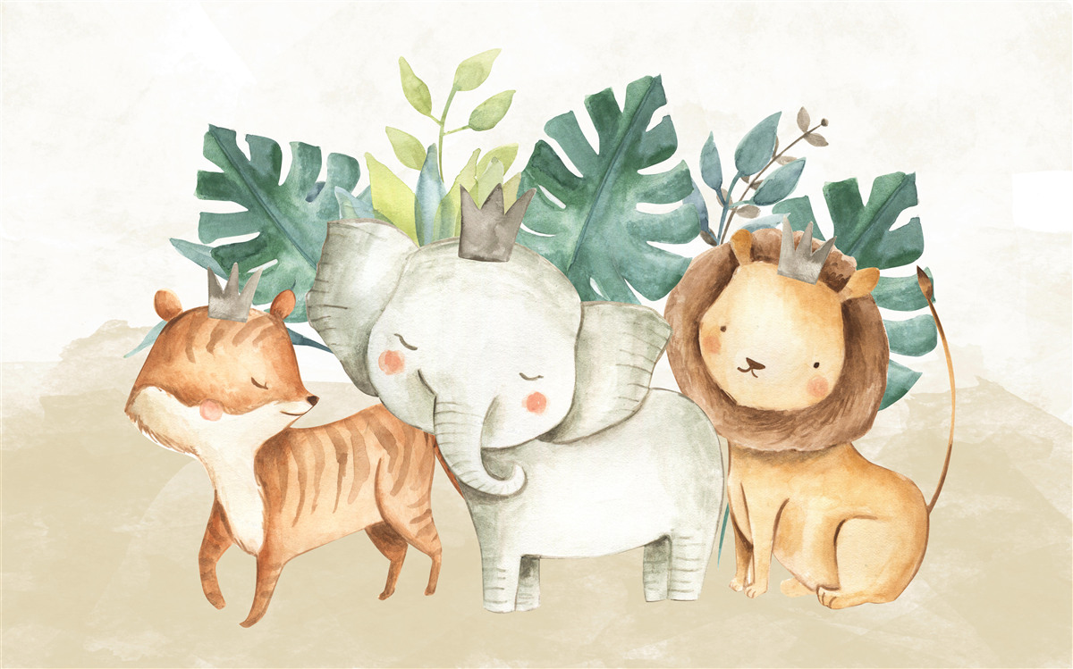 Papier peint les animaux côtoient les plantes