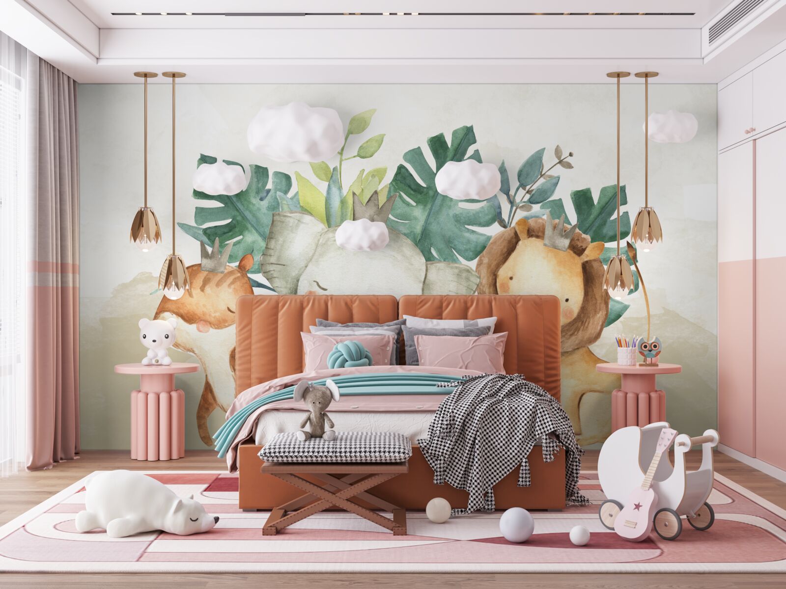 Papier peint les animaux côtoient les plantes