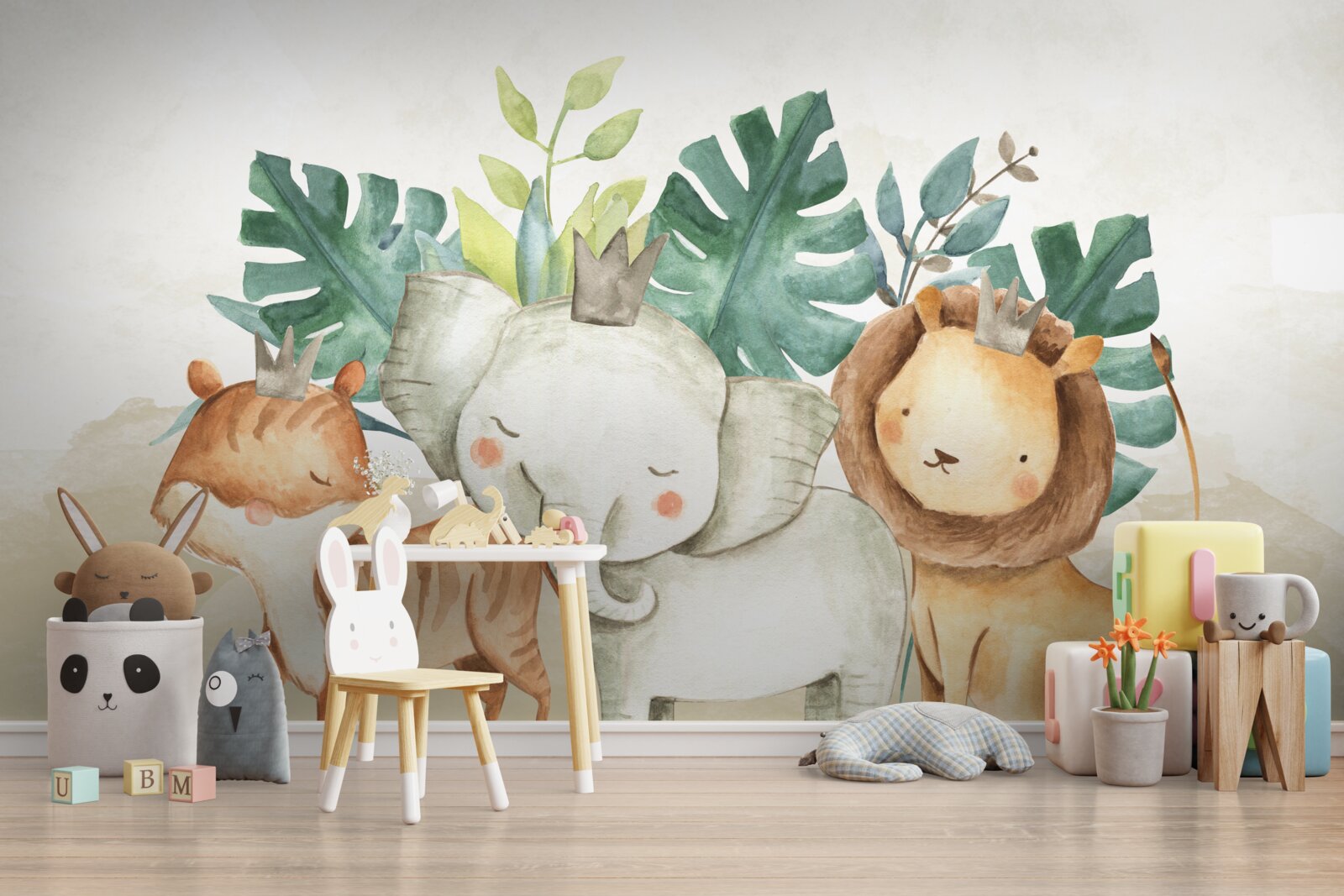 Papier peint les animaux côtoient les plantes