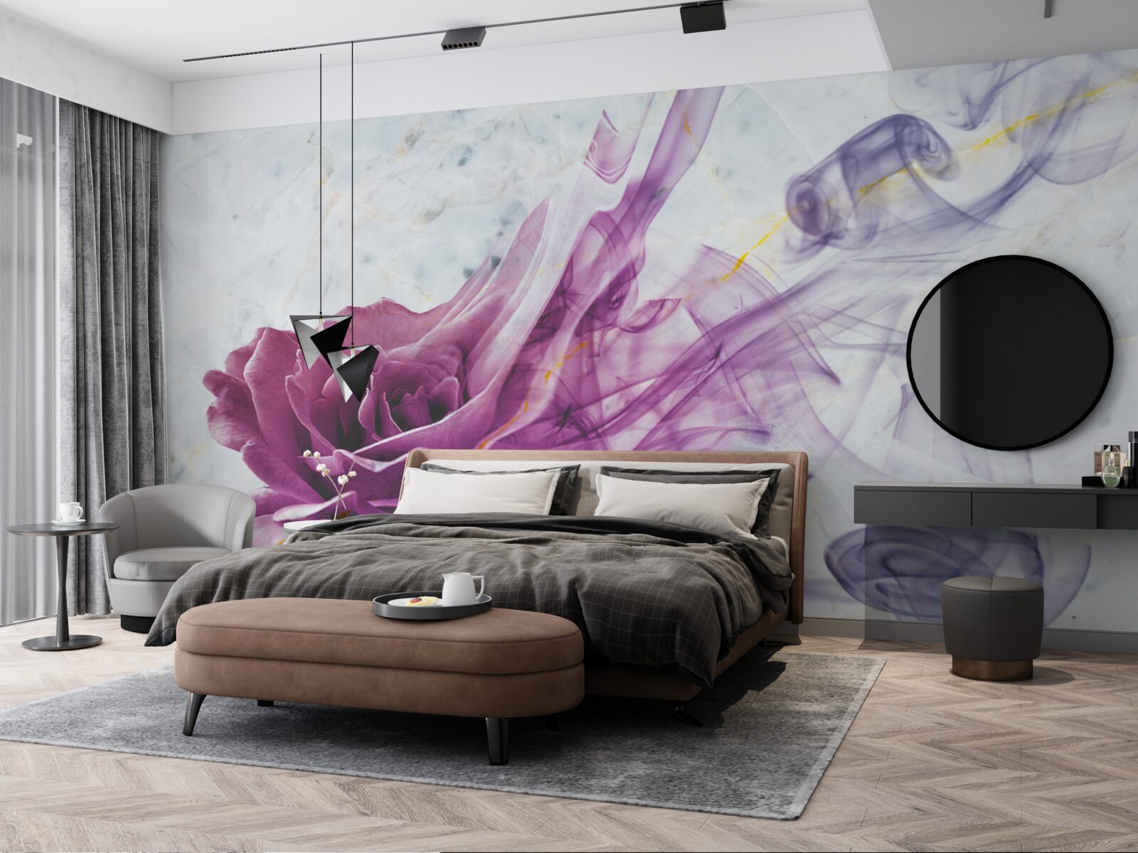 Papier peint brume d'une fleur de violette