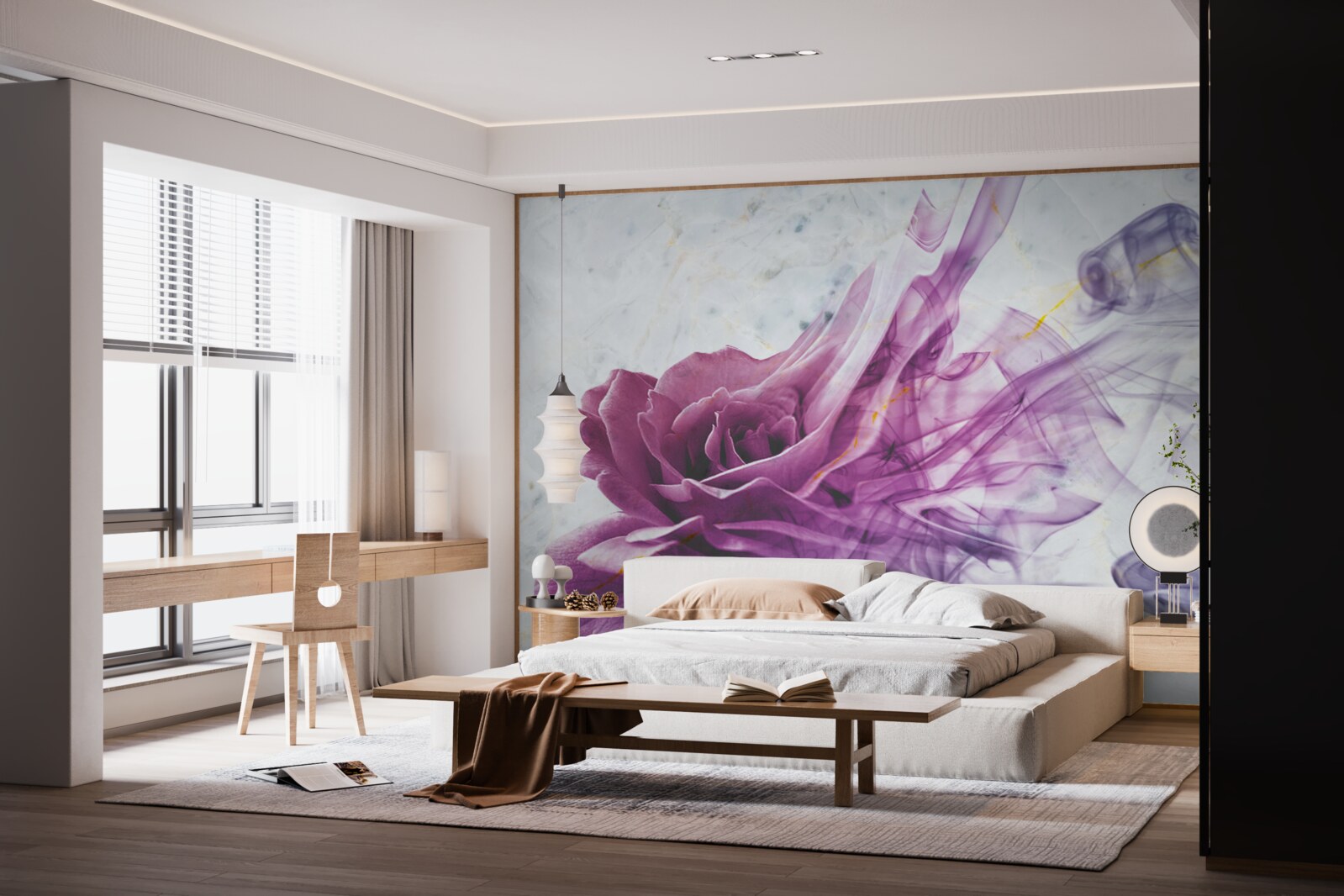 Papier peint brume d'une fleur de violette