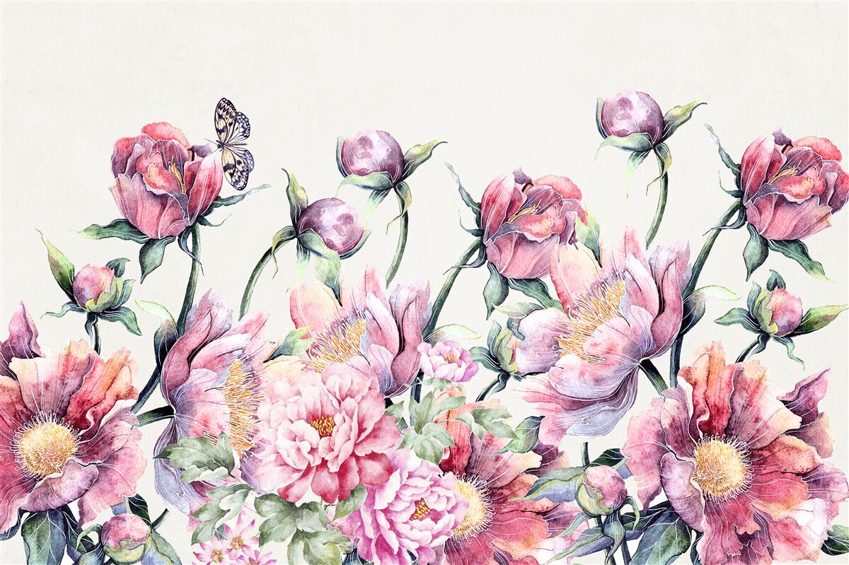 Papier peint des fleurs de différentes teintes de rose