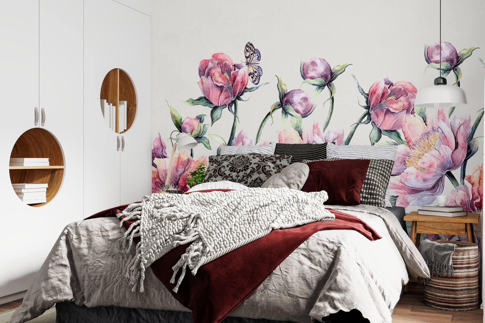 Papier peint des fleurs de différentes teintes de rose