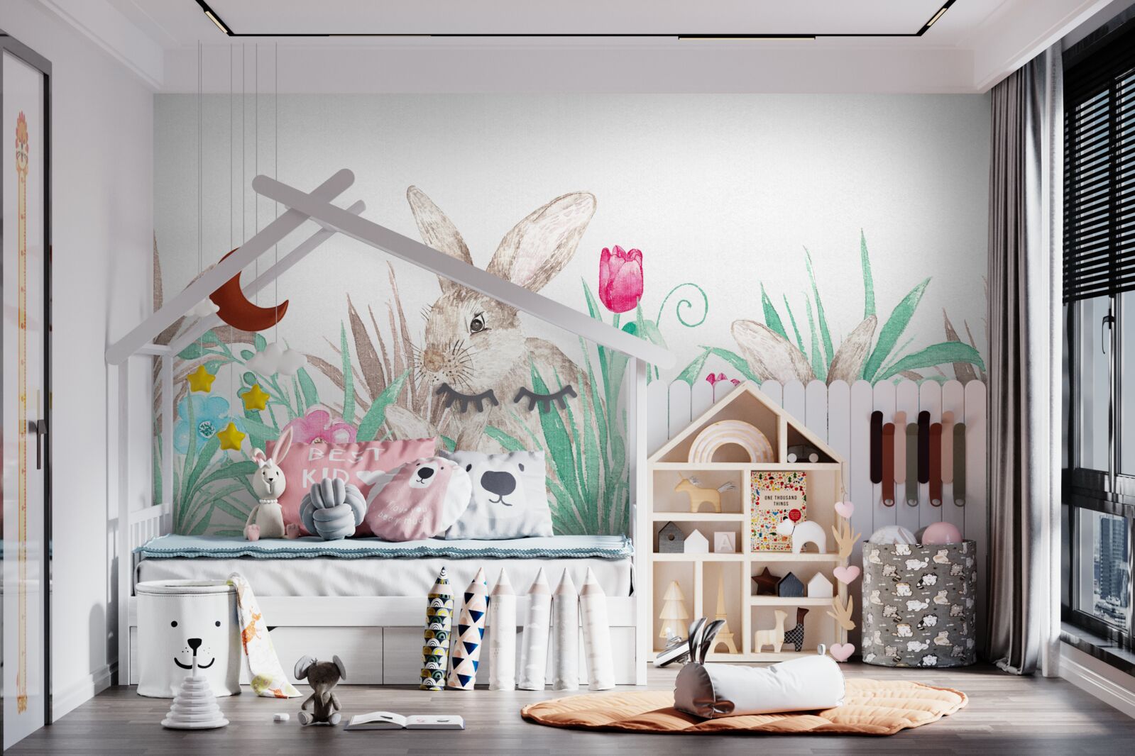 Papier peint famille lièvre