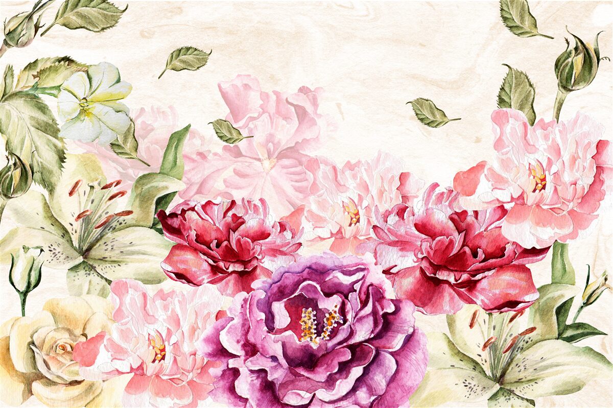 Papier peint des fleurs aux teintes riches et pittoresques