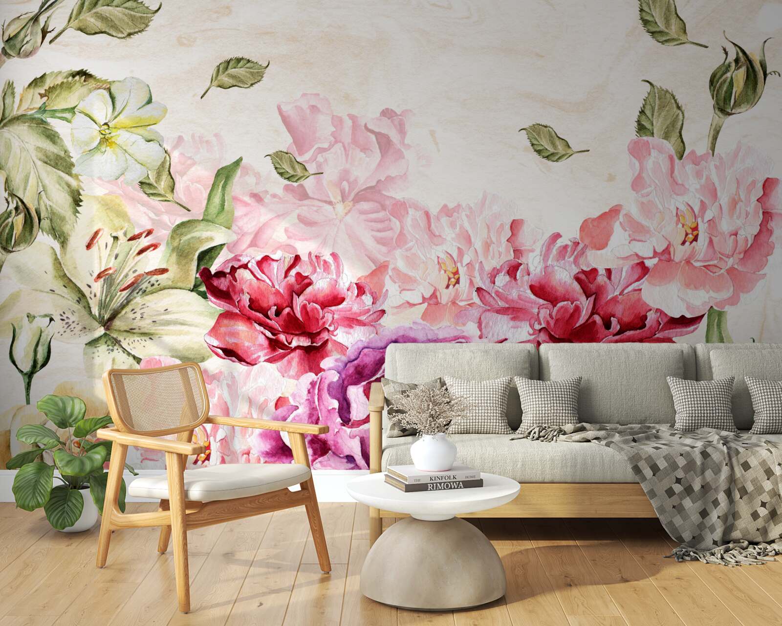 Papier peint des fleurs aux teintes riches et pittoresques