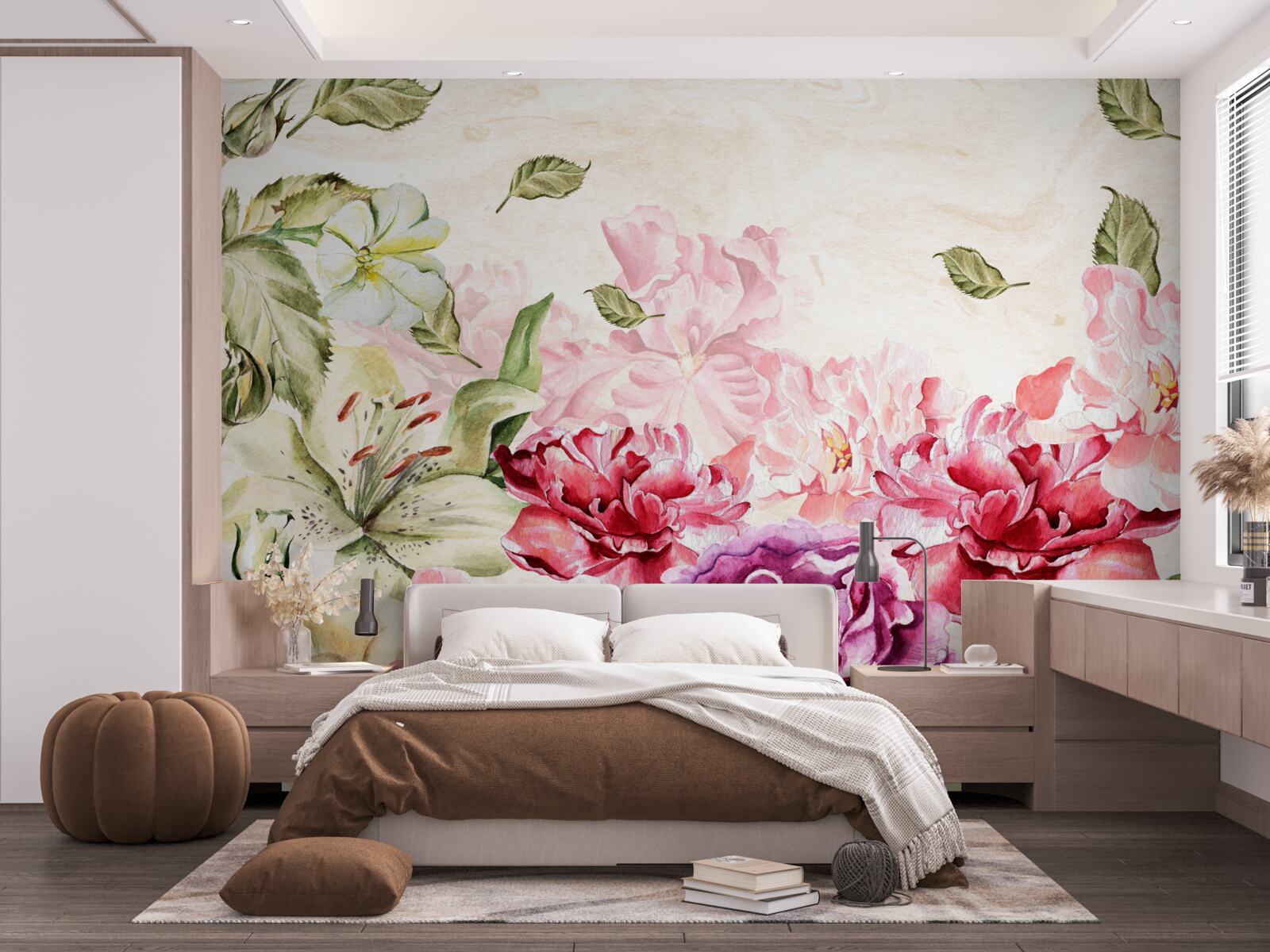 Papier peint des fleurs aux teintes riches et pittoresques